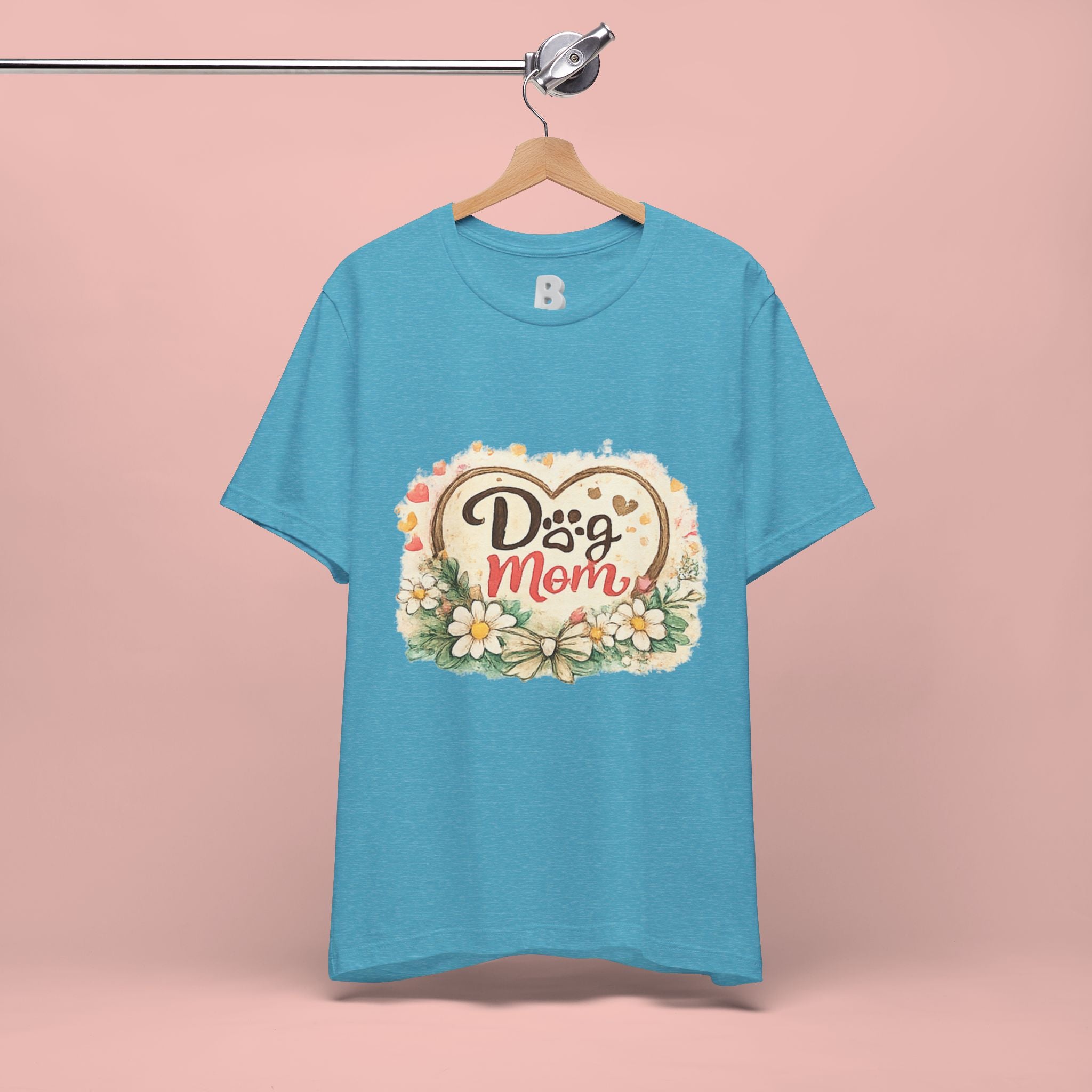 Dog Mom T-Shirt – Floral Heart Paw Design