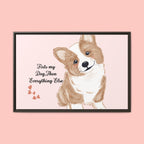 Framed Canvas Print — "First My Dog, Then Everything Else" Corgi Wall Art