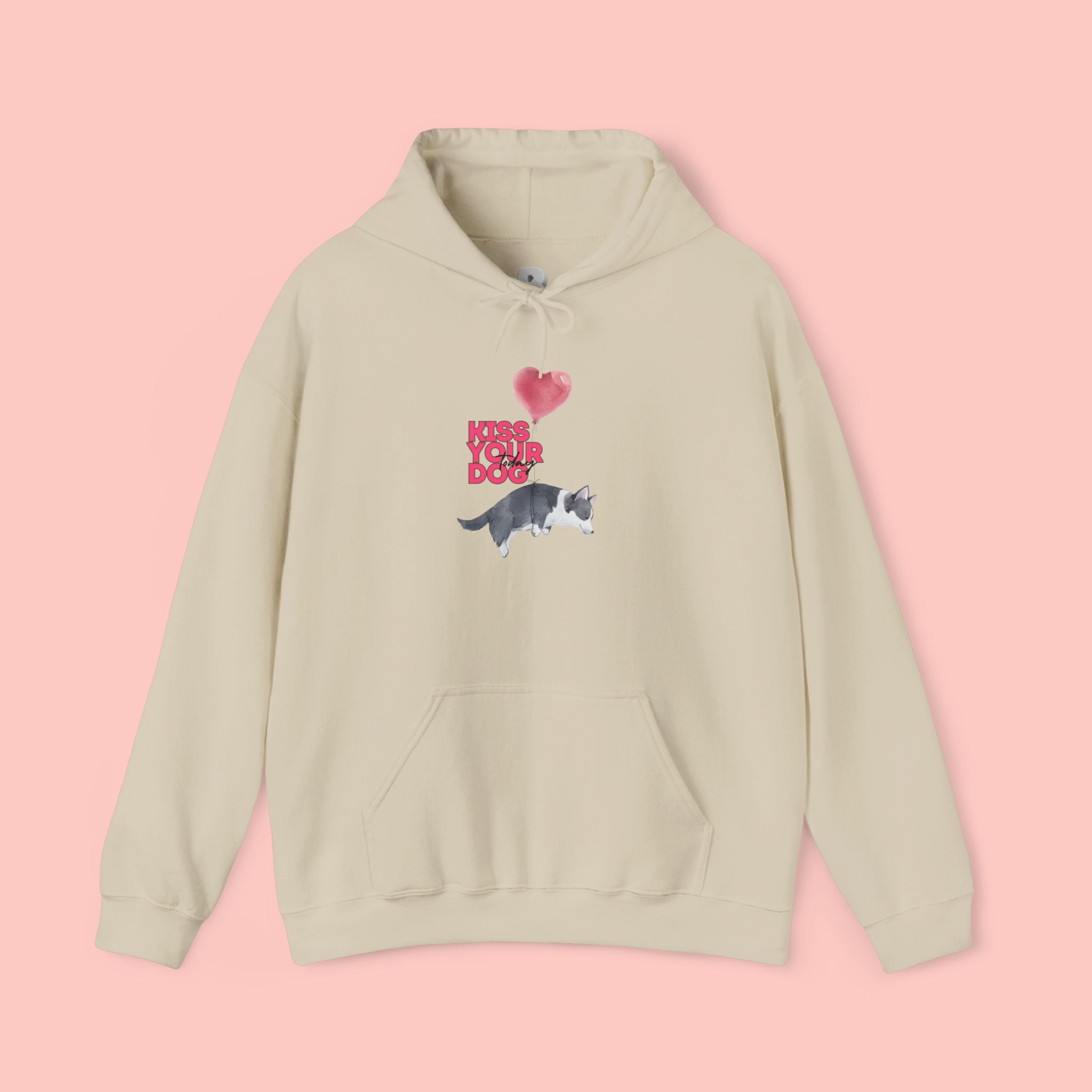 Kiss Your Dog Hoodie — Cute Heart & Dog Graphic Pullover