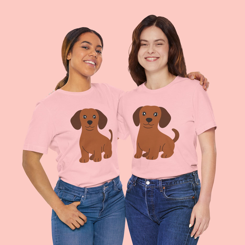 Dachshund Puppy Graphic T-Shirt — Cute Brown Dog Tee