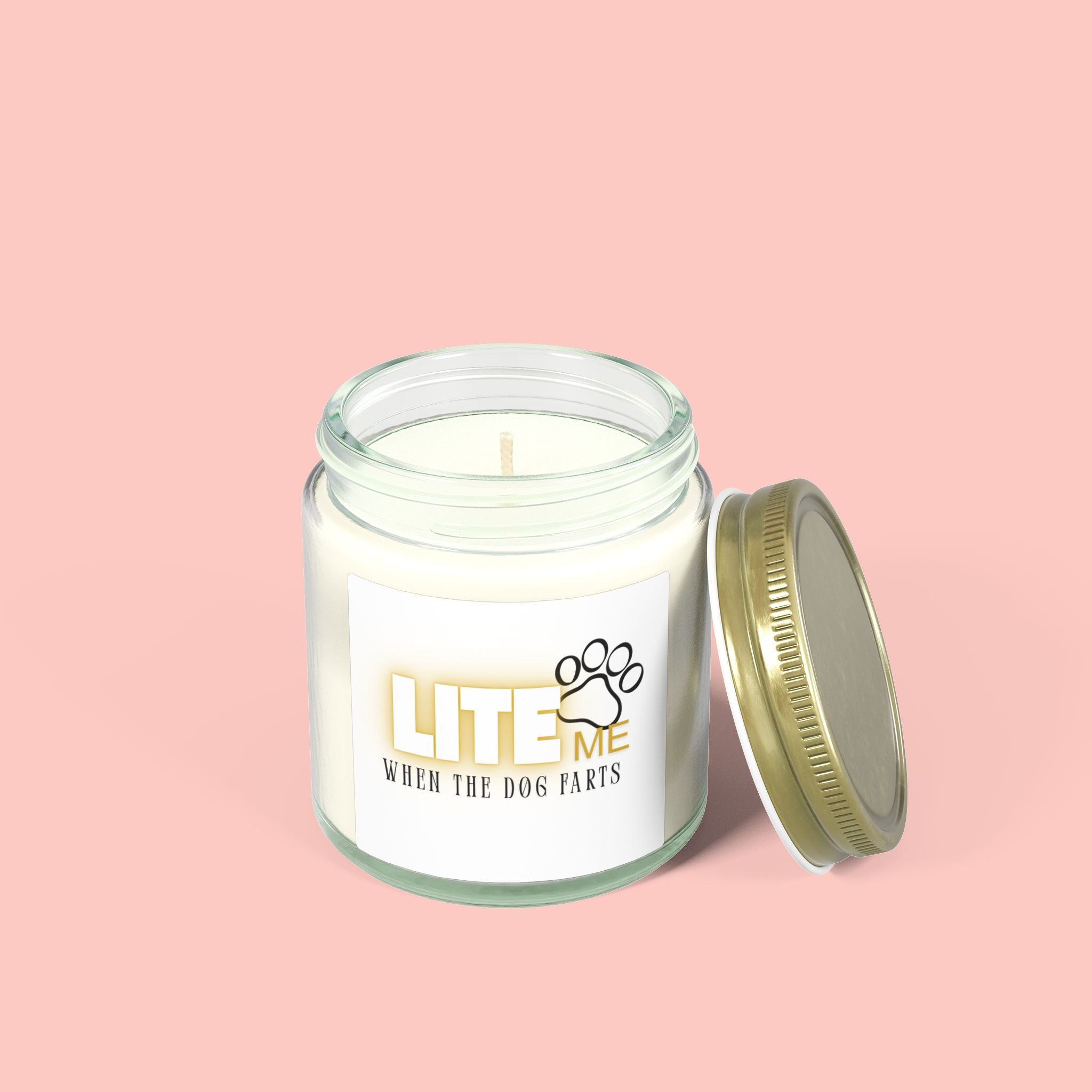 Coconut Apricot Scented Candle — "Lite Me When The Dog Farts" (4oz / 9oz)