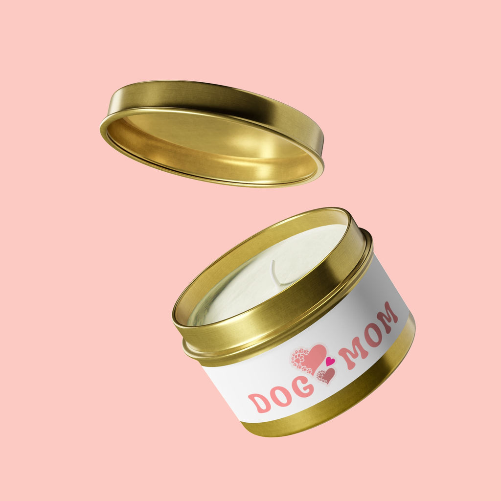 Dog Mom Tin Candle — Heart Paw Scented Travel Candle (Perfect Gift for Dog Lovers)