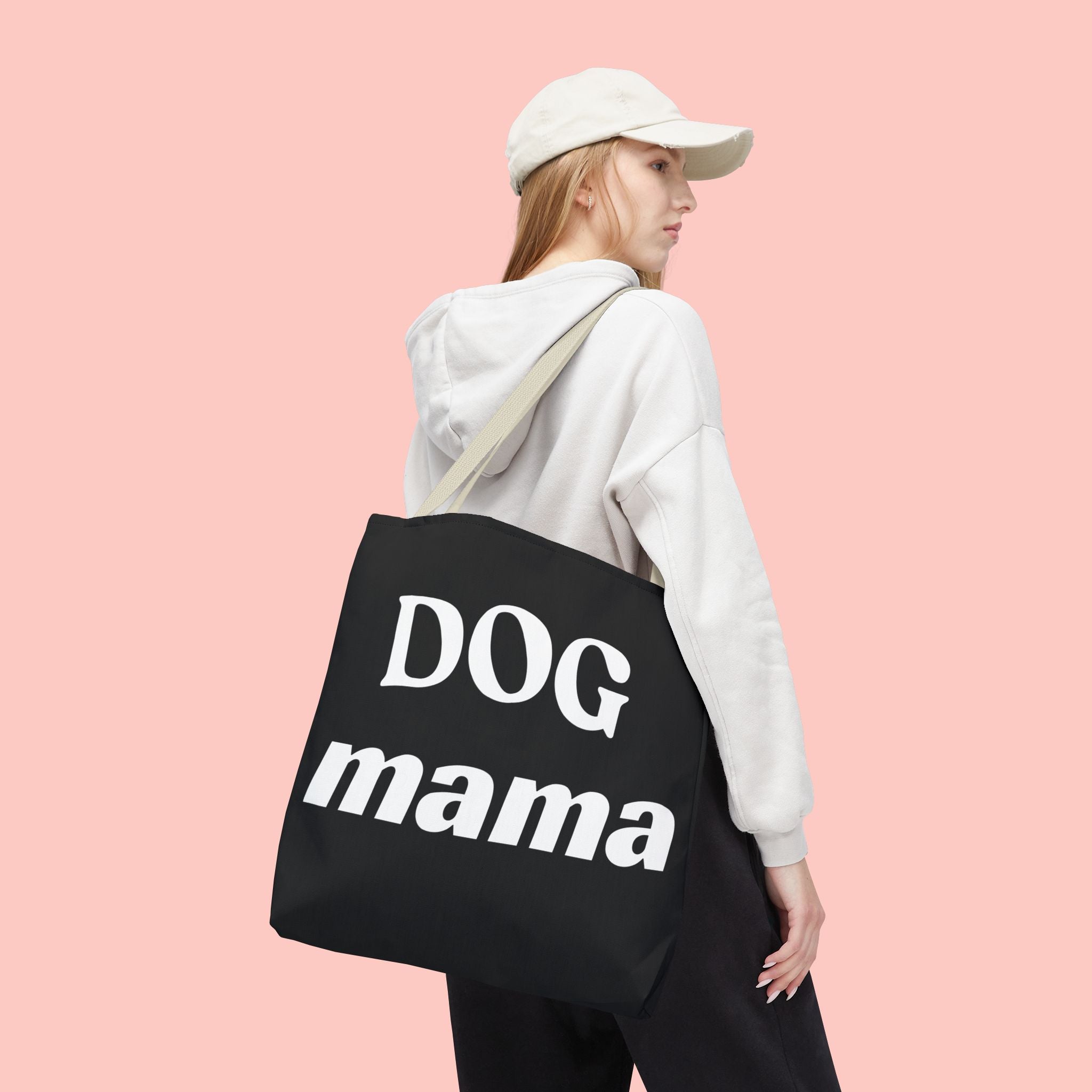Dog Mama Tote Bag — Black Canvas Pet Lover Tote