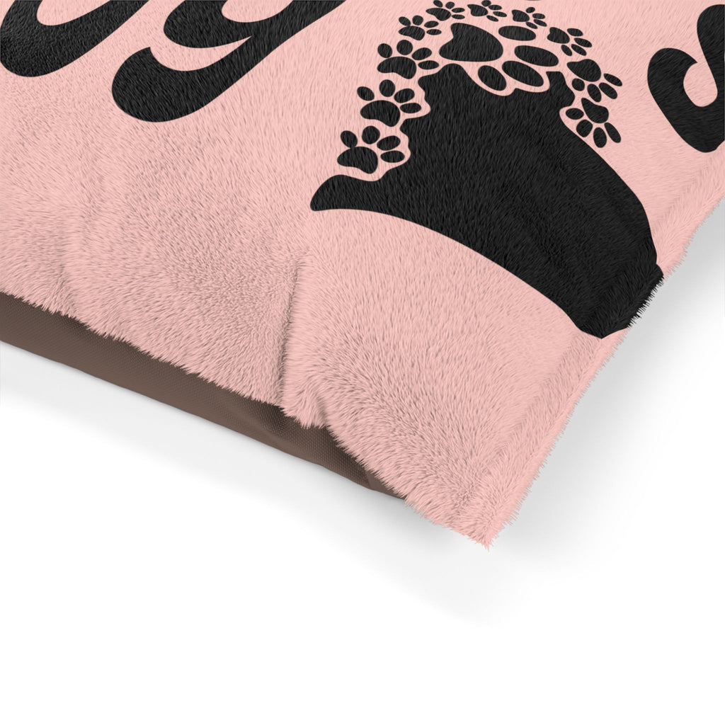 Mama's Boy Pet Bed - Soft Pink Paw Print Dog/Cat Pillow