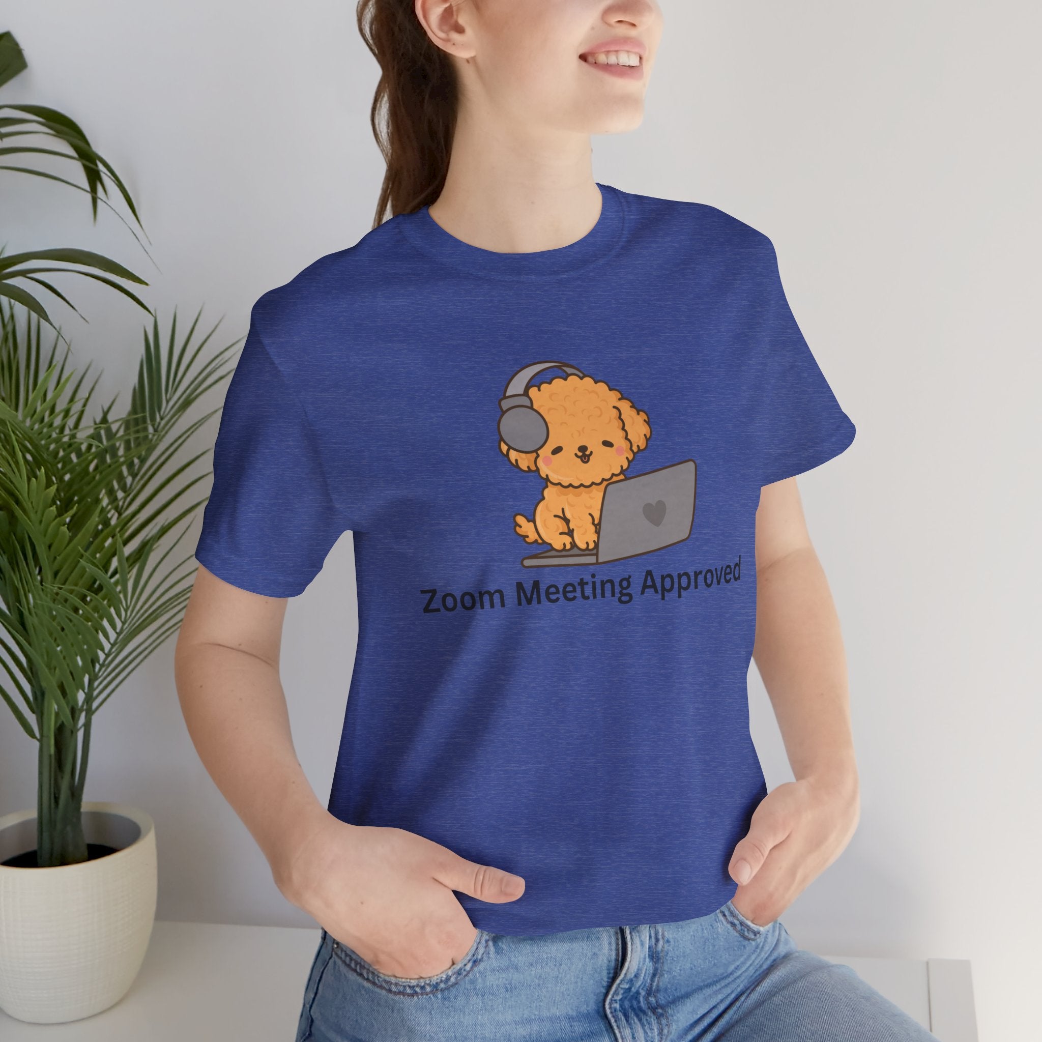 Zoom Meeting Approved Tee — Cute Puppy with Headset Laptop Graphic