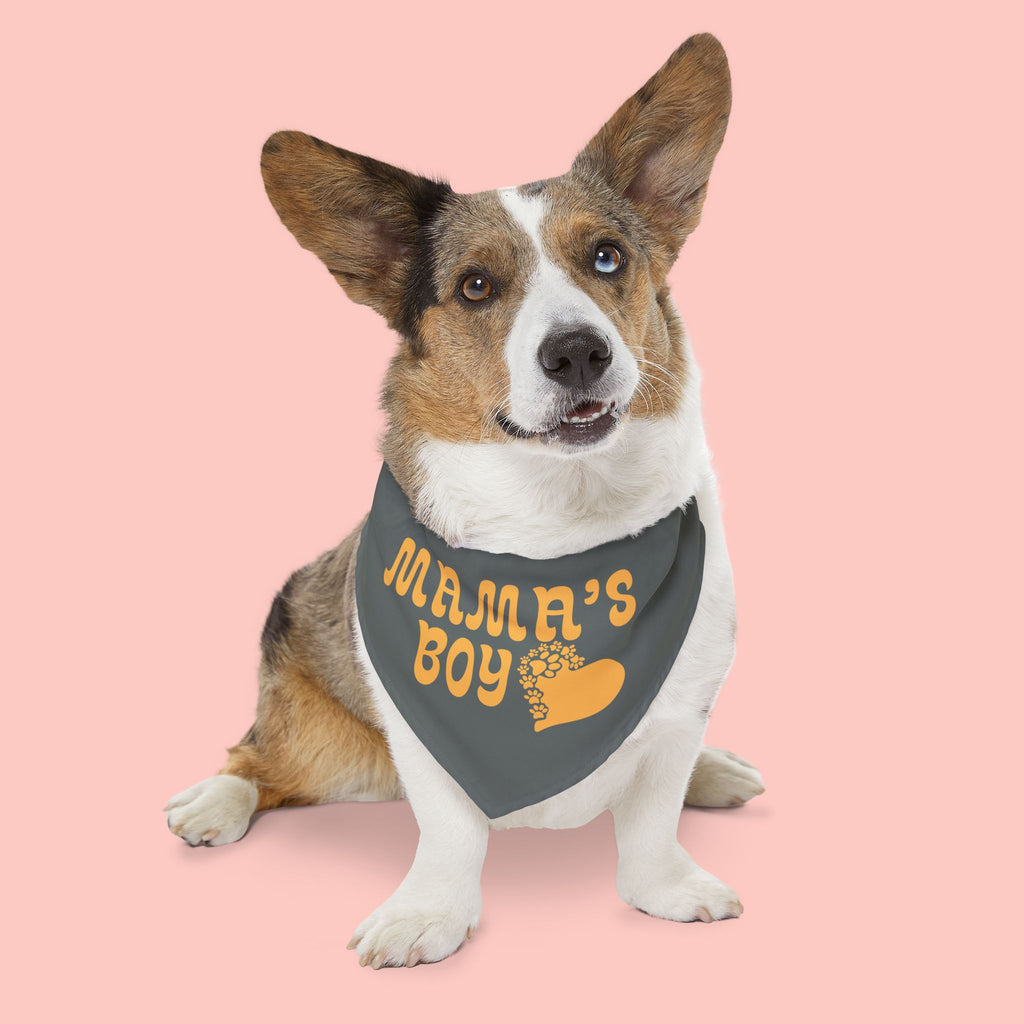 Mama's Boy Pet Bandana Collar – Cute Dog Bandana with Heart Paw Design