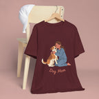 Dog Mom T‑Shirt — Cute Woman Hugging Dog Graphic Tee