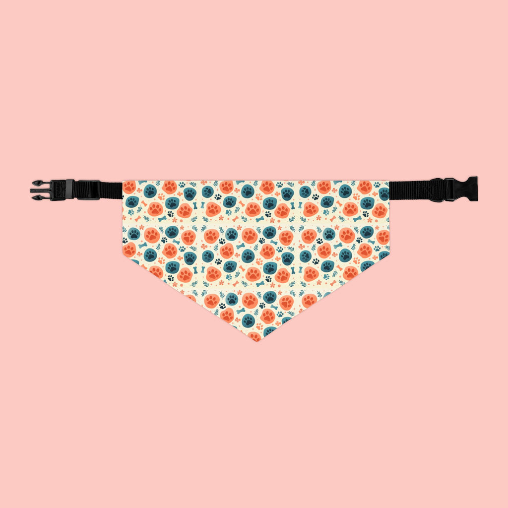 Floral Dot Pet Bandana Collar - Orange & Teal Flower Print