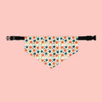 Floral Dot Pet Bandana Collar - Orange & Teal Flower Print