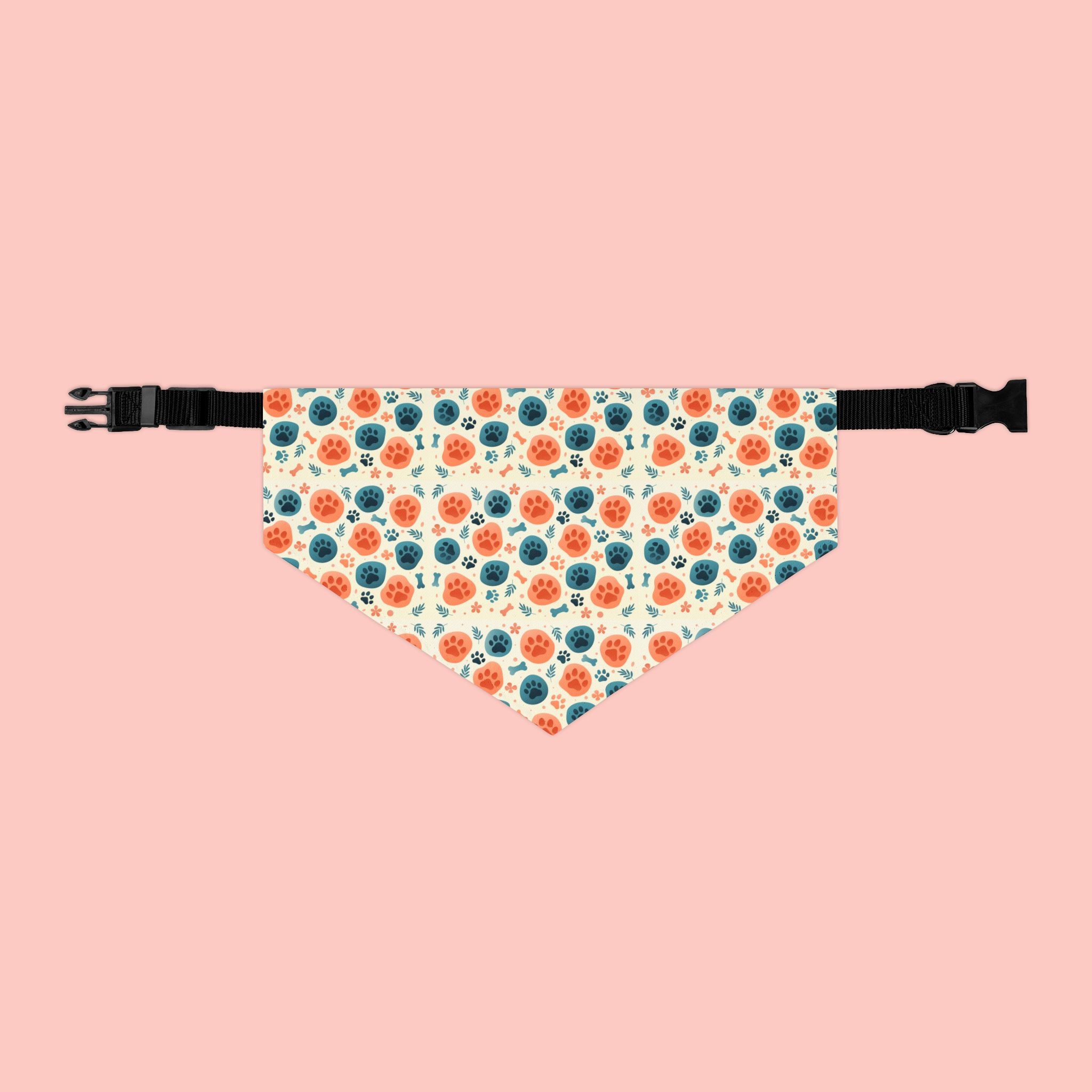 Floral Dot Pet Bandana Collar - Orange & Teal Flower Print