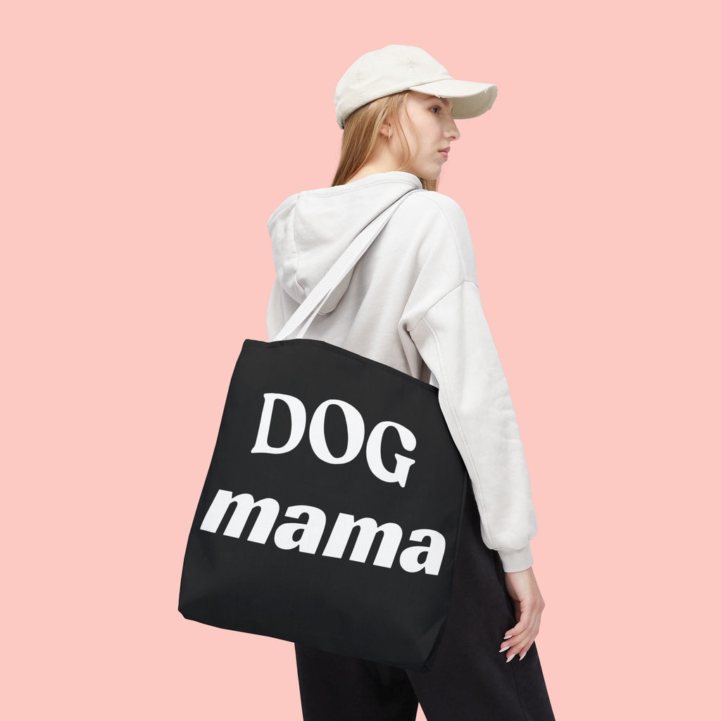 Dog Mama Tote Bag — Black Canvas Pet Lover Tote