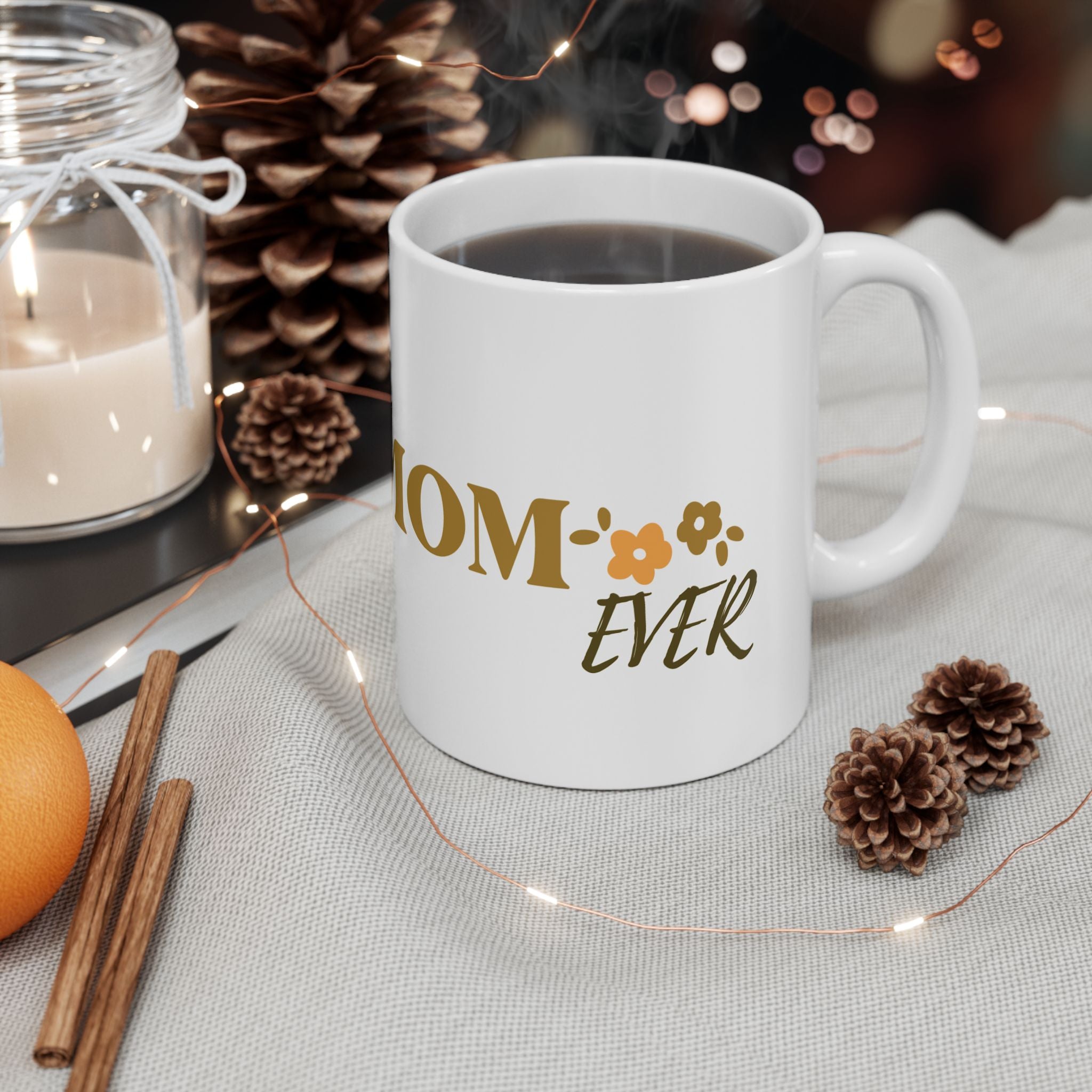 Dog Mom Ceramic Mug — 'Best Dog Mom Ever' Gold Script Coffee Cup (11oz & 15oz)