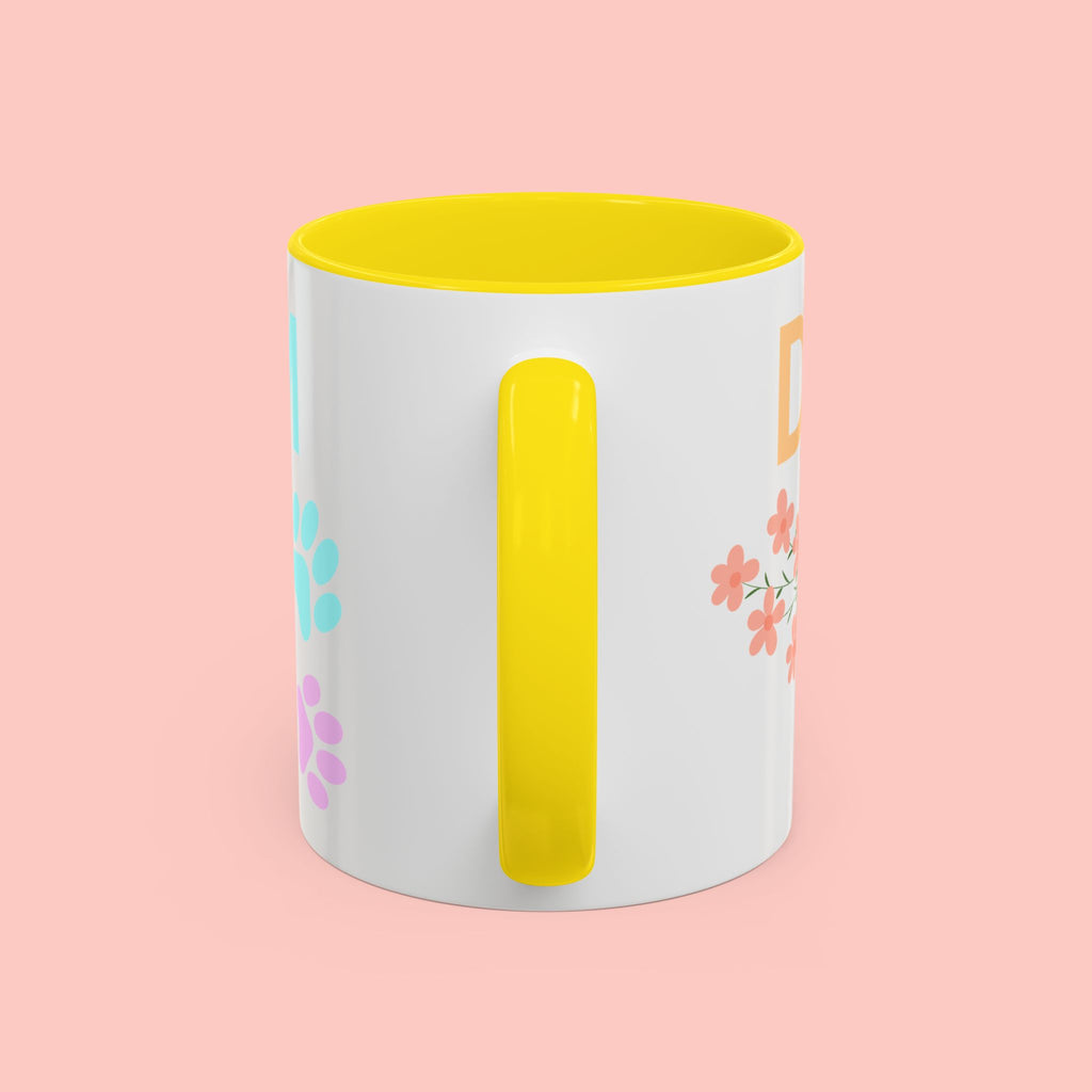 Dog Mom Club Accent Coffee Mug – Colorful Paw Print 11/15oz