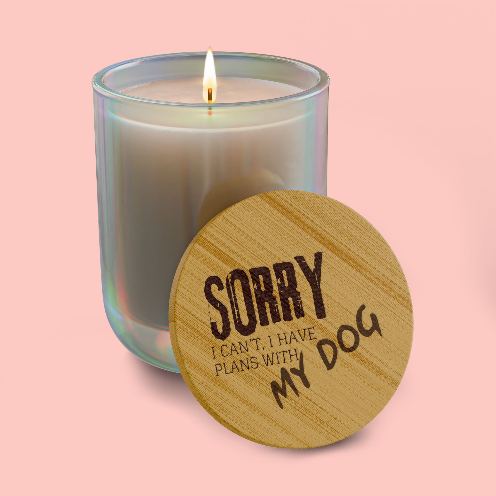 Engraved 14oz Soy Candle — "Sorry My Dog" Scented Candle with Bamboo Lid