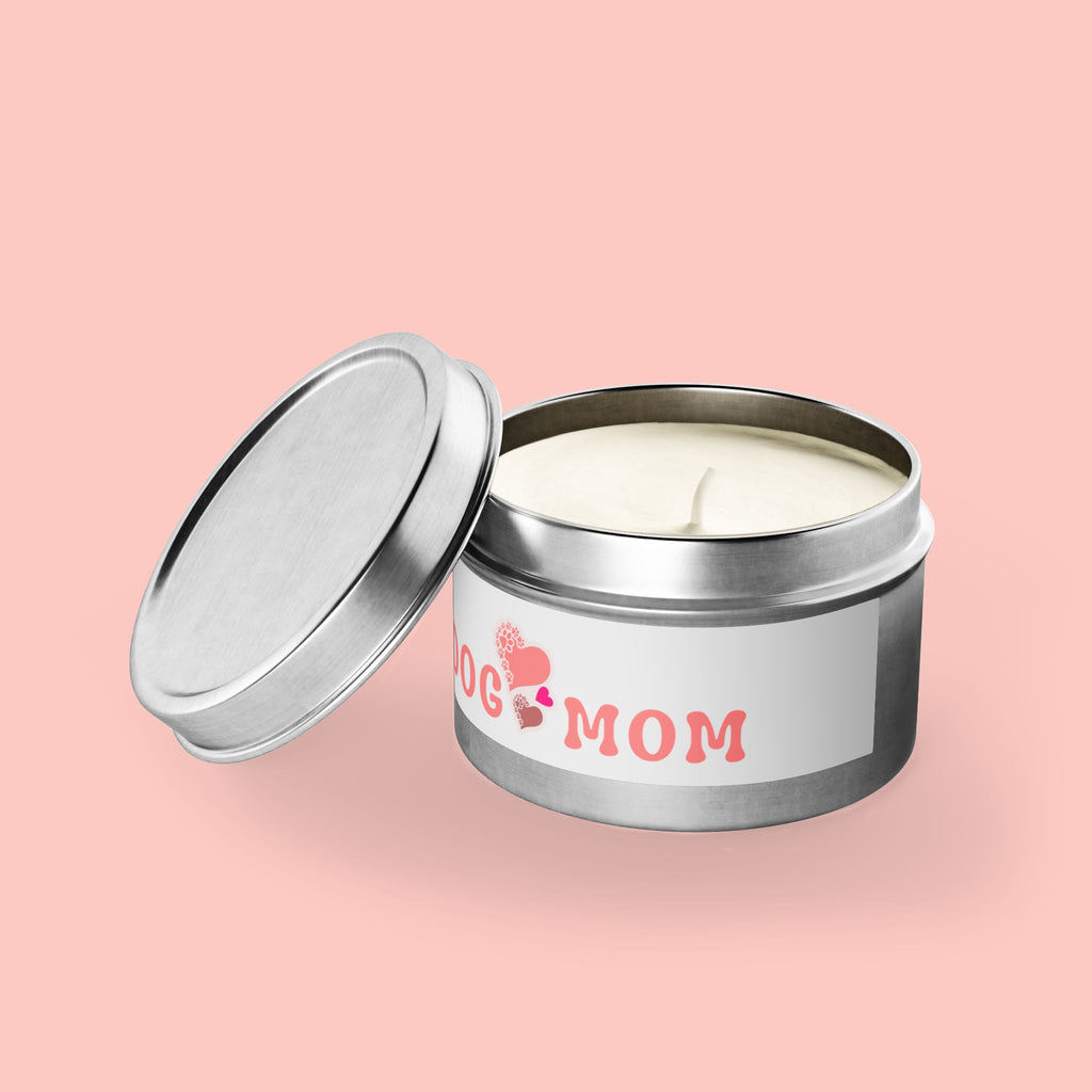 Dog Mom Tin Candle — Heart Paw Scented Travel Candle (Perfect Gift for Dog Lovers)