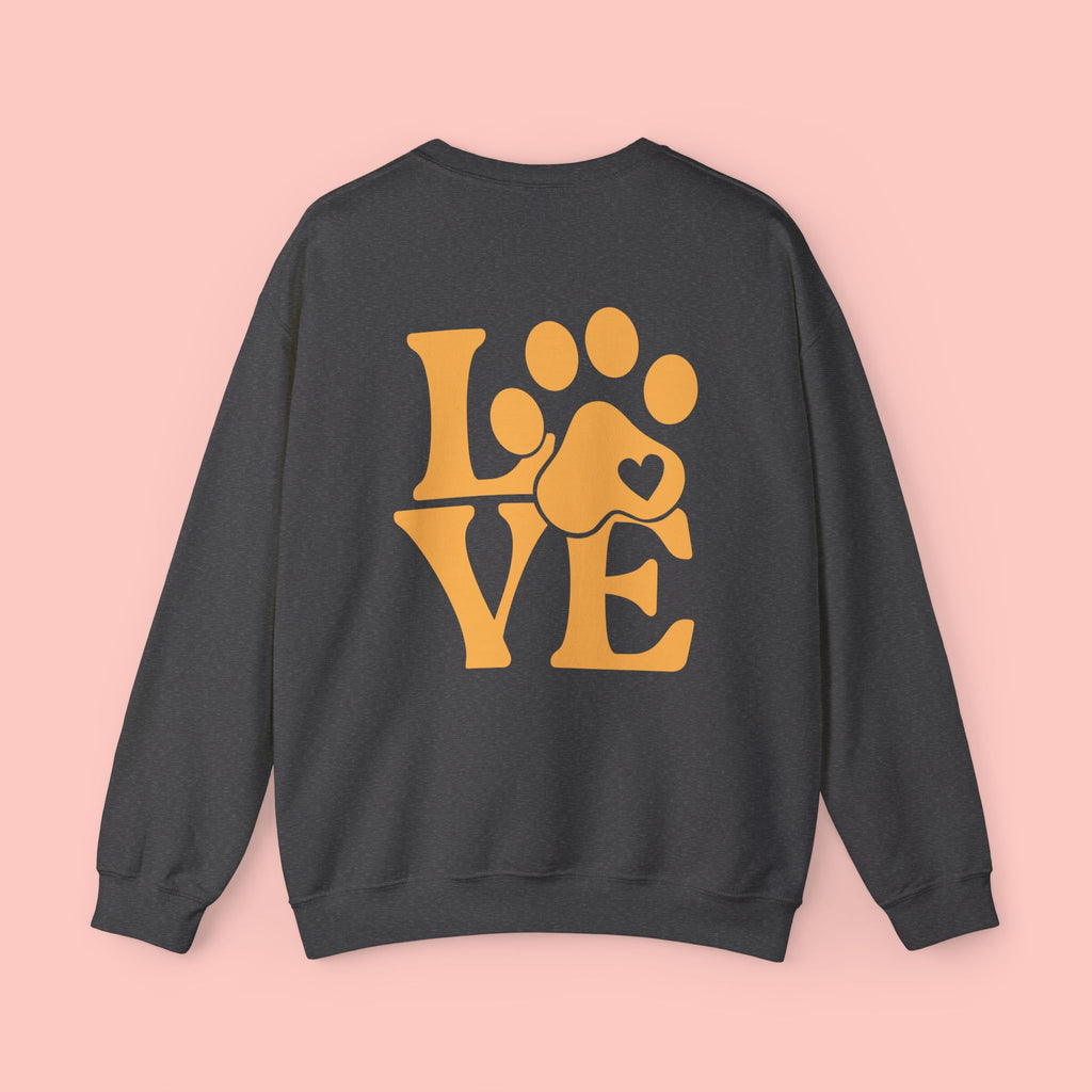 Crewneck Sweatshirt - 'LOVE' Paw Print Graphic | Pet Lover Pullover