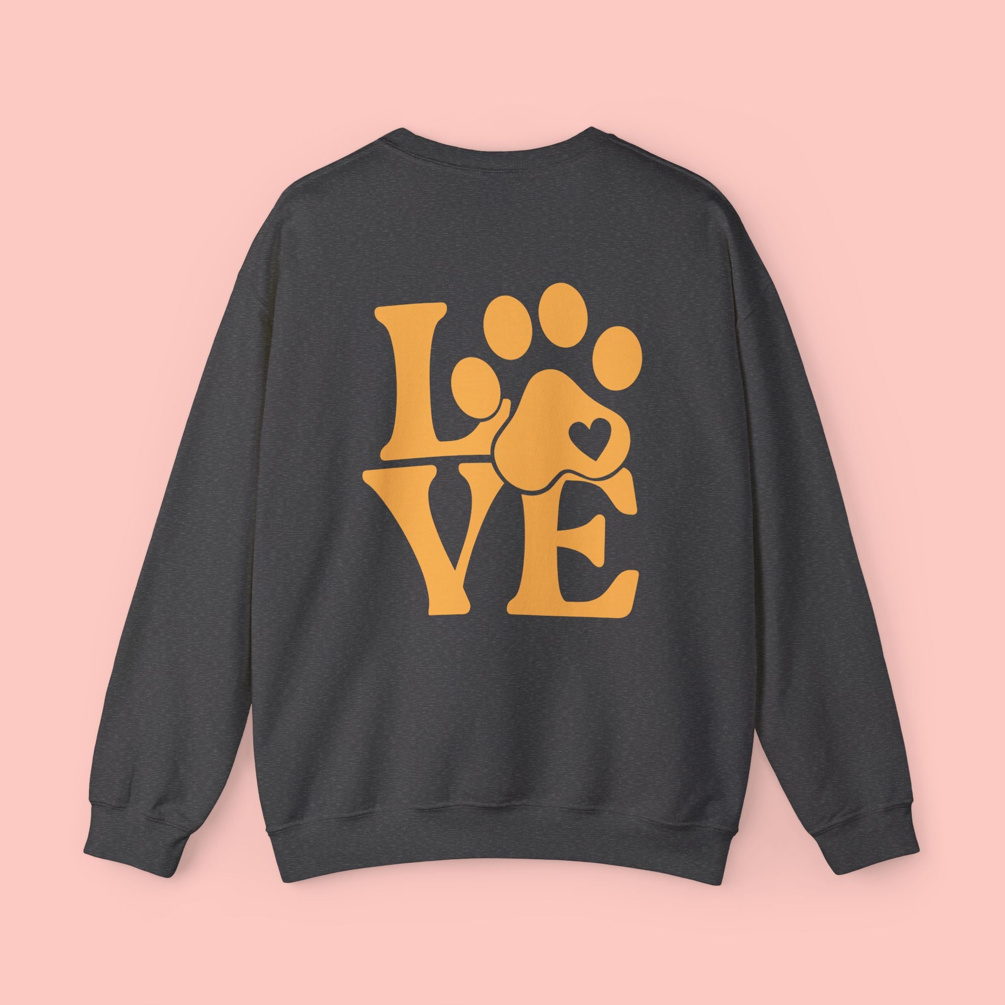Crewneck Sweatshirt - 'LOVE' Paw Print Graphic | Pet Lover Pullover