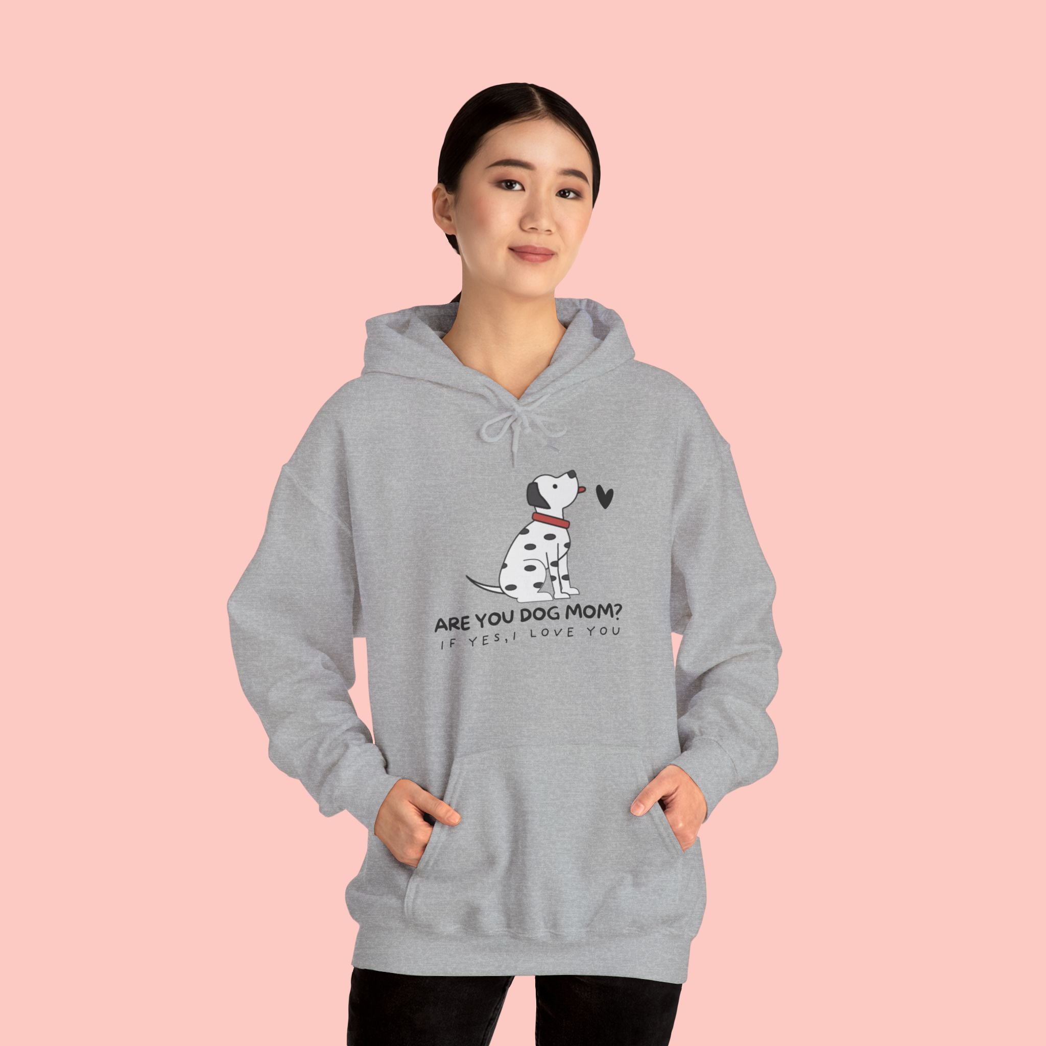 Dog Mom Hoodie — 'Are You Dog Mom?' Cute Dalmatian Graphic Pullover