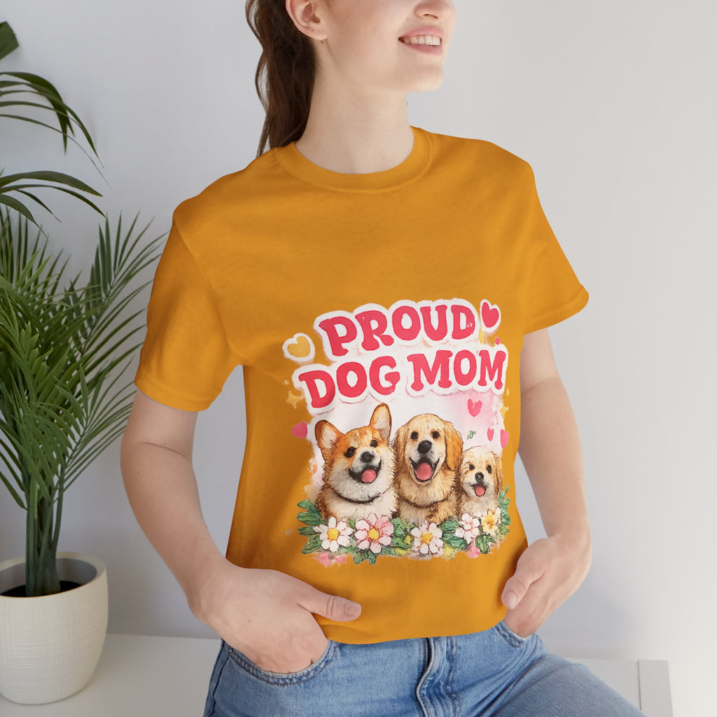 Proud Dog Mom T-Shirt — Cute Corgi & Golden Retriever Floral Tee for Pet Lovers