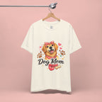 Dog Mom T-Shirt – Cute Golden Retriever Design with Hearts & Paw Prints
