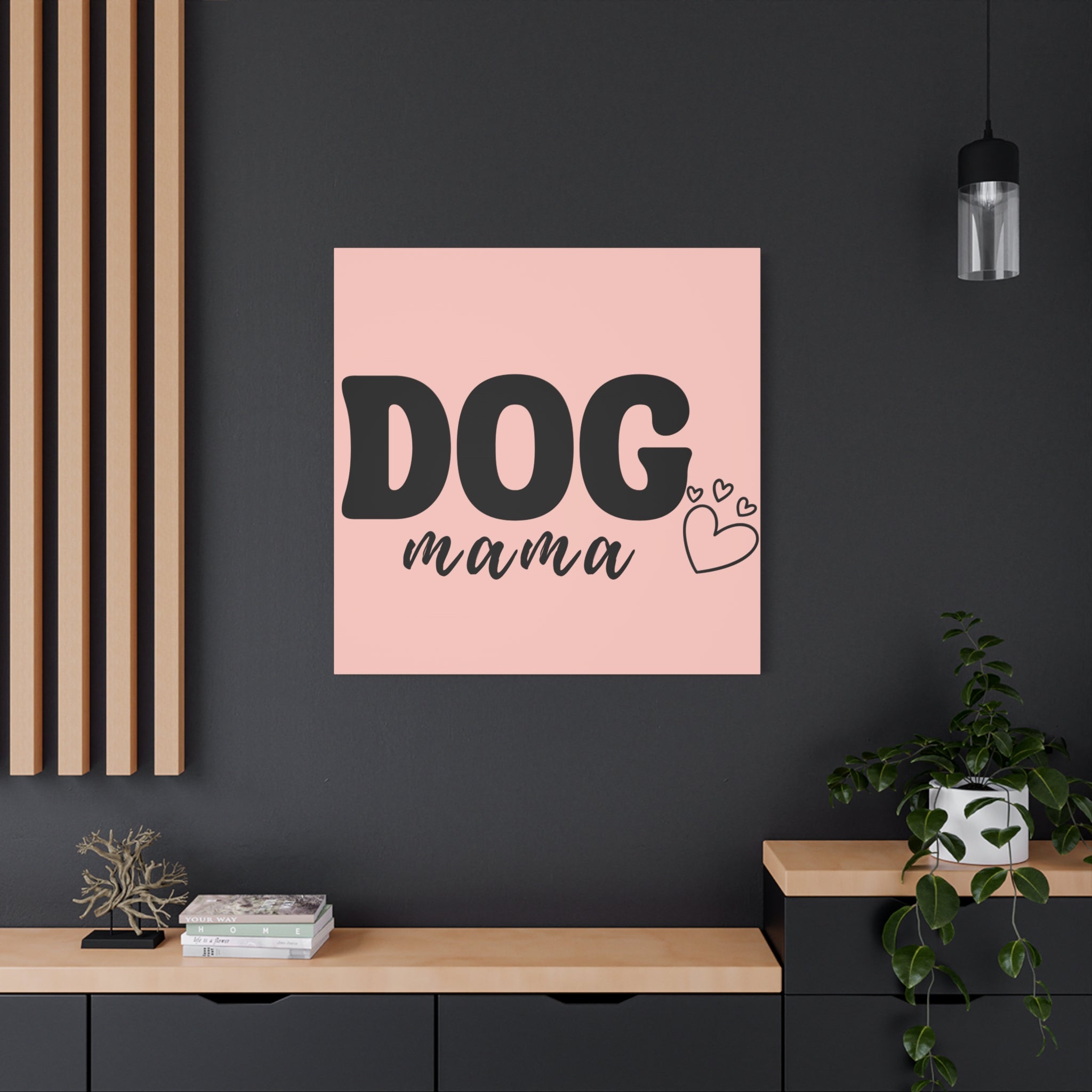 Dog Mama Pink Canvas Wall Art — Heart Pet Mom Decor