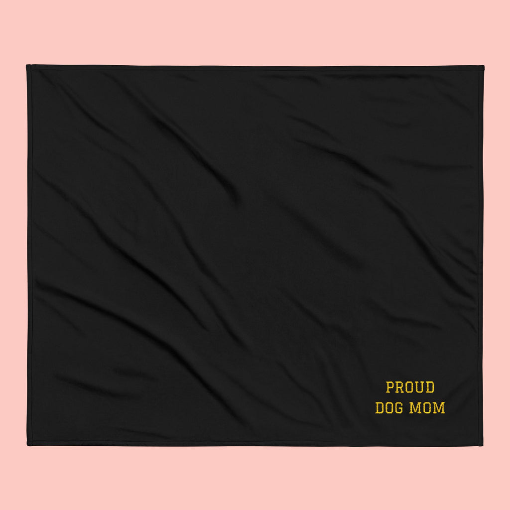 Proud Dog Mom Embroidered Sherpa Blanket
