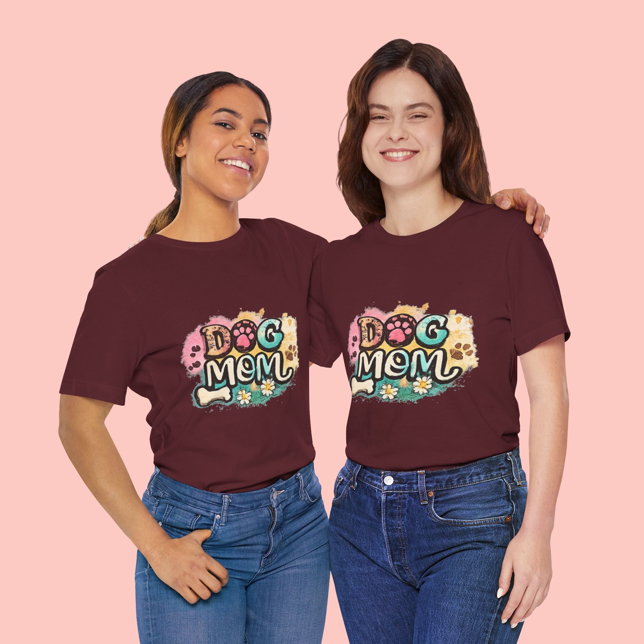 Dog Mom T-Shirt — Colorful Paw Print Graphic Tee for Pet Lovers