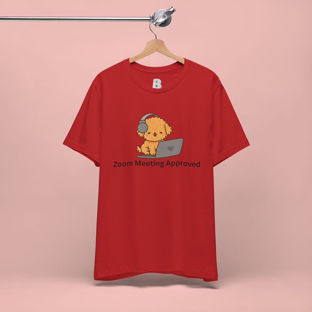 Zoom Meeting Approved Tee — Cute Puppy with Headset Laptop Graphic