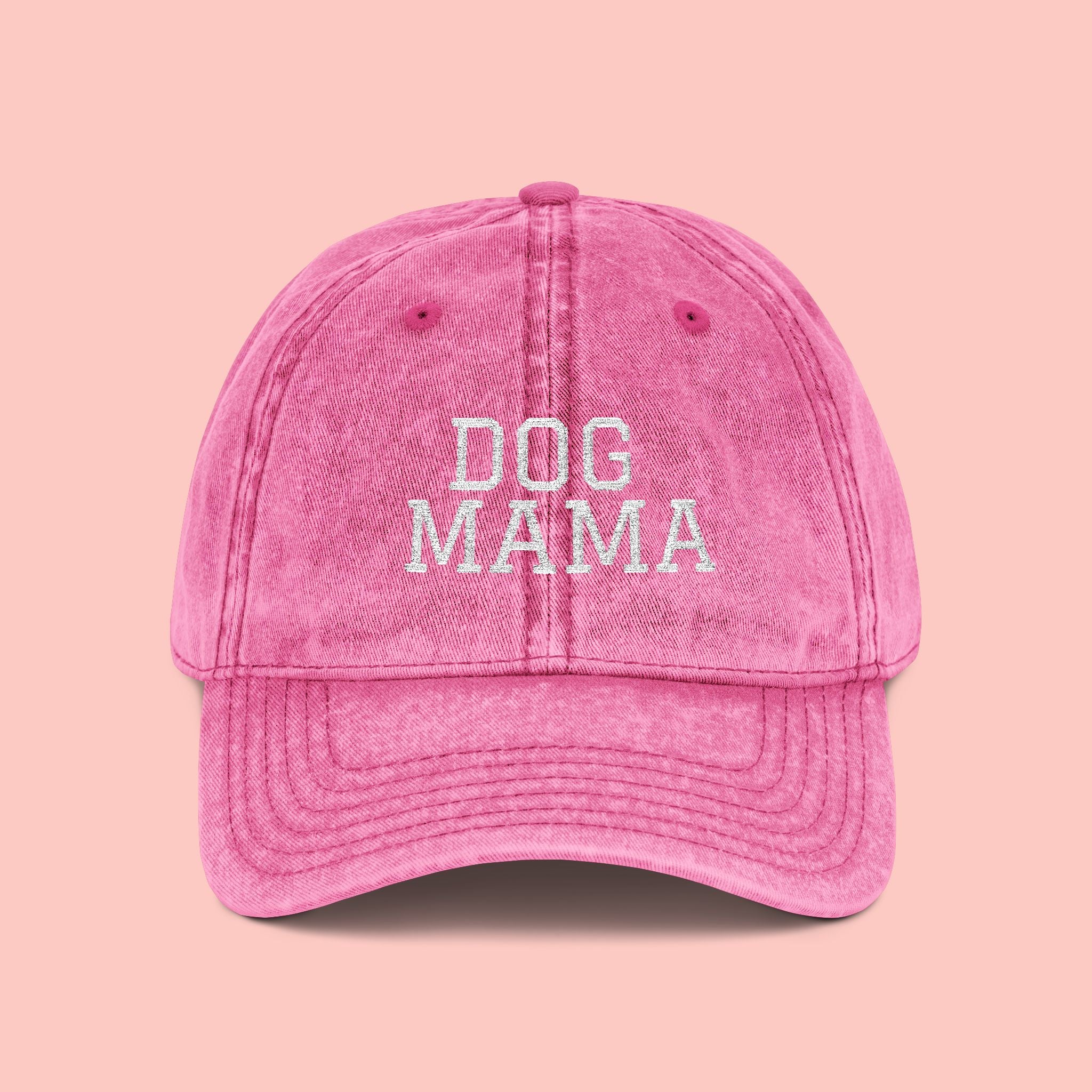 Dog Mama Vintage Embroidered Cap — Washed Baseball Hat for Dog Lovers
