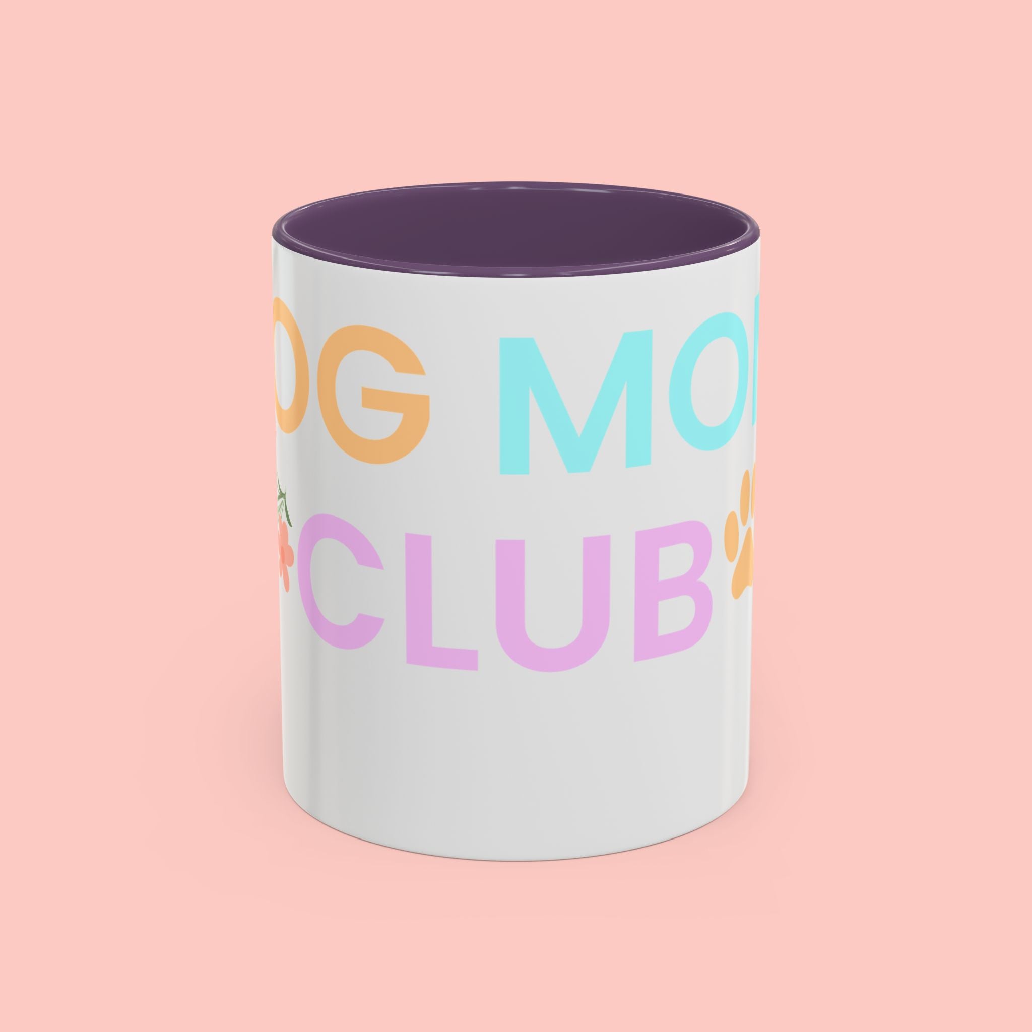 Dog Mom Club Accent Coffee Mug – Colorful Paw Print 11/15oz