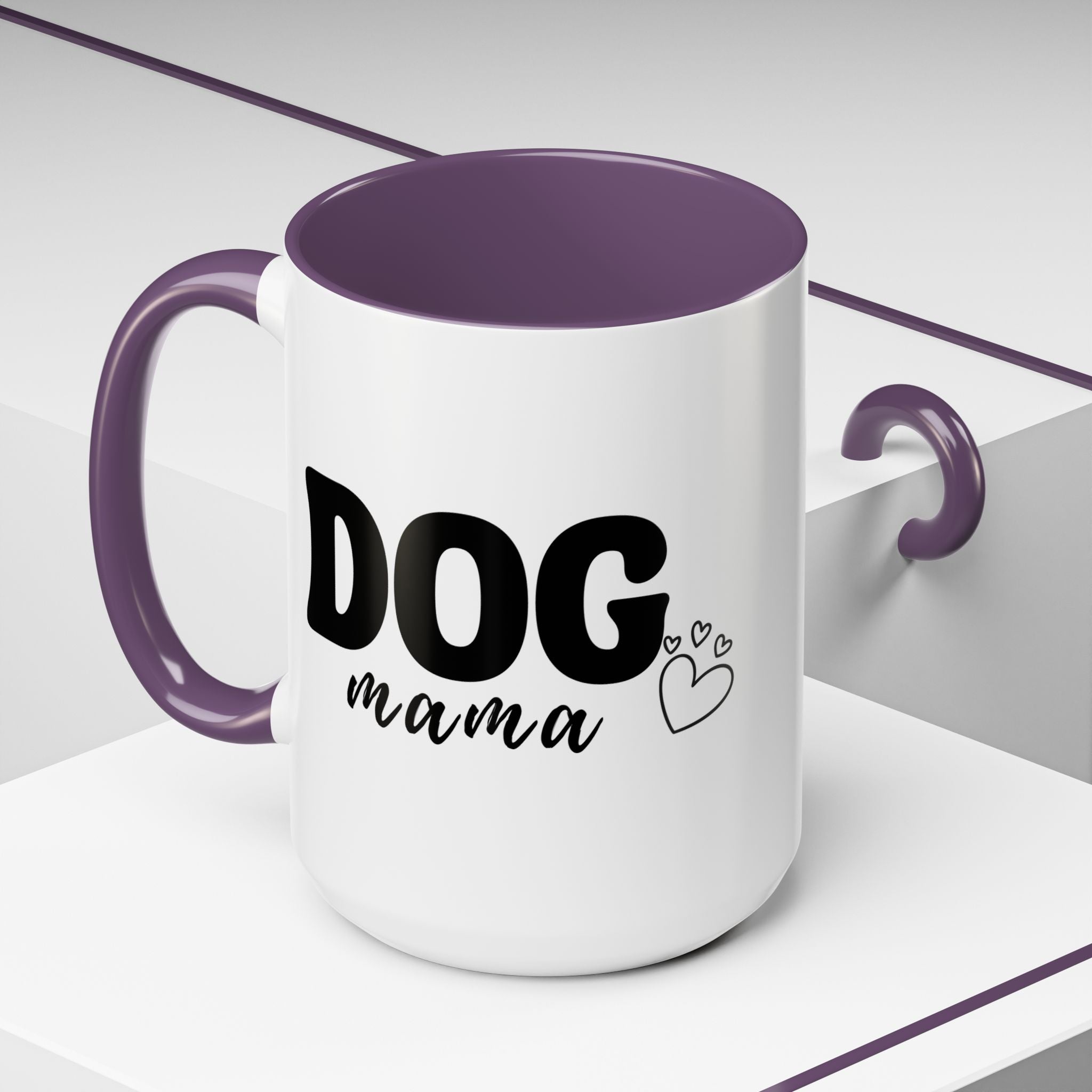 Dog Mama Accent Coffee Mug — Cute Black & White Pet Lover Gift (11/15oz)