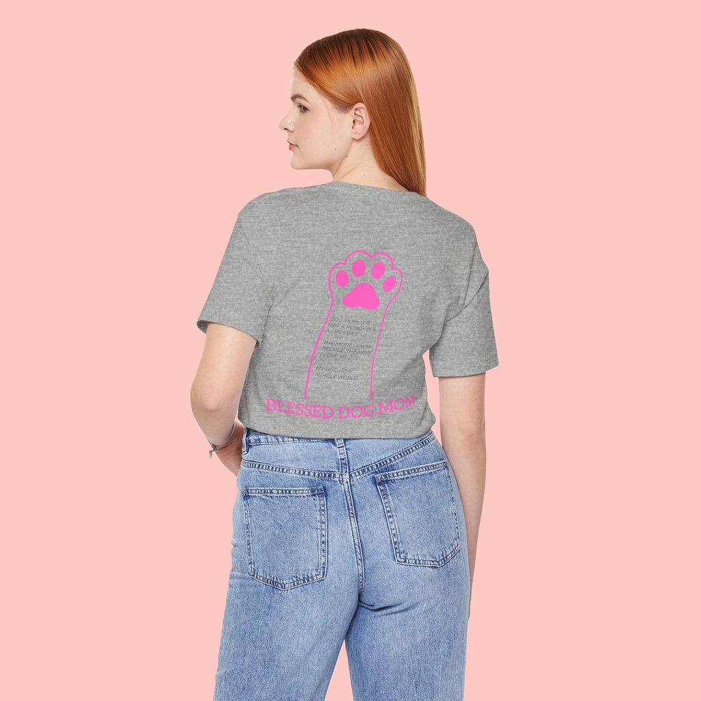 Blessed Dog Mom T-Shirt — Pink Paw Graphic Dog Lover Tee