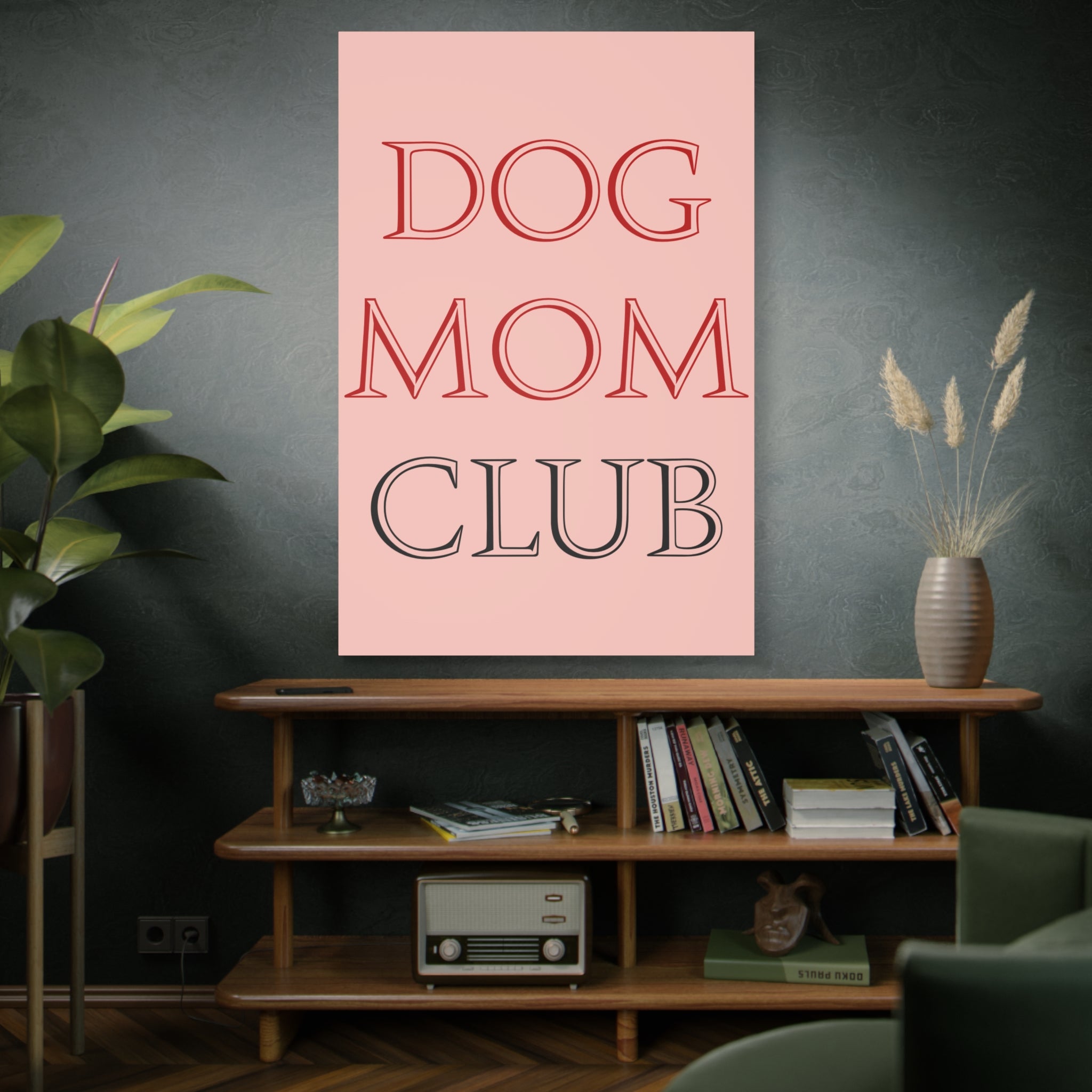 Dog Mom Club Canvas Wall Art — Pink Matte Stretched Canvas
