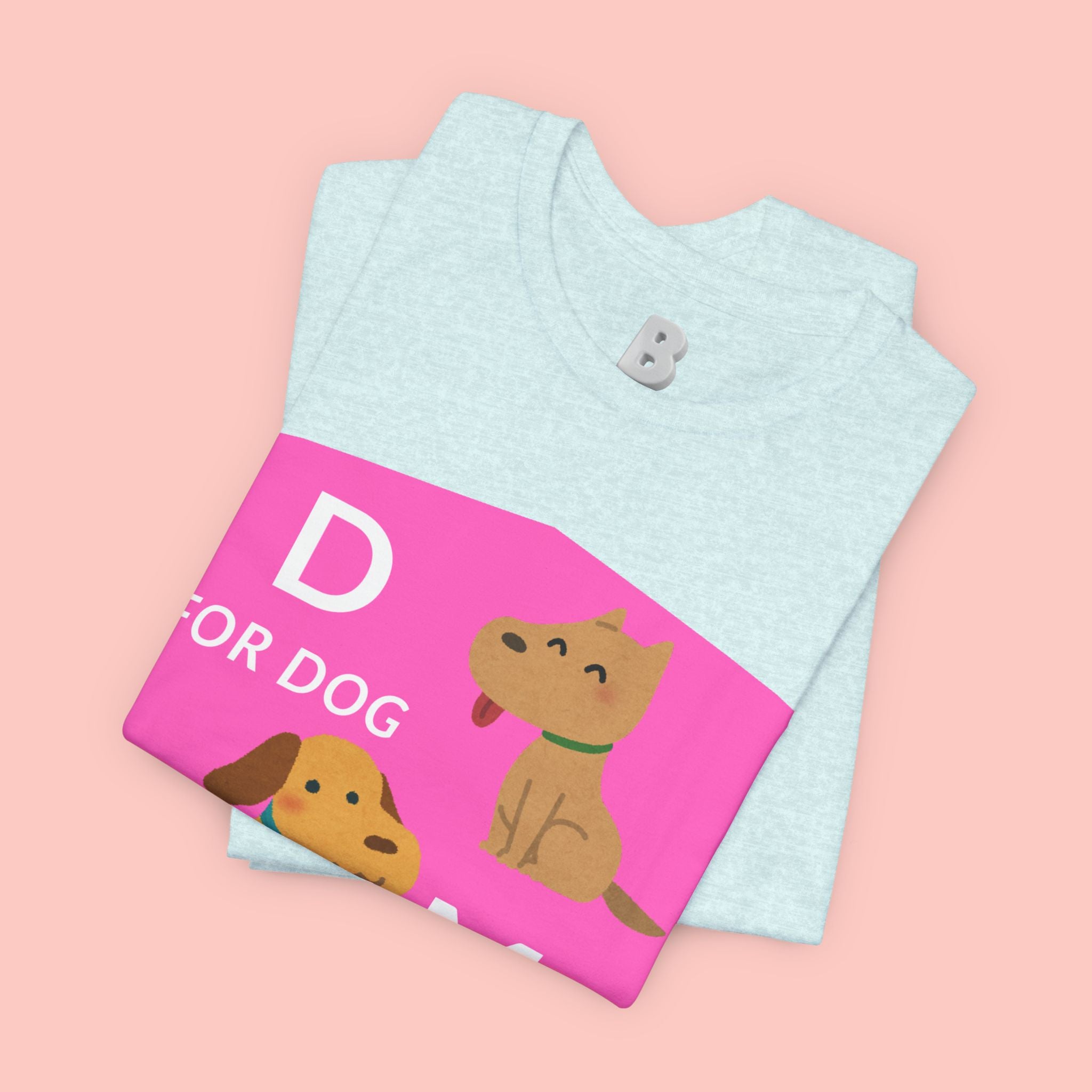 Dog Mom T-Shirt — Cute Pink "D for Dog, M for Mom" Graphic Tee