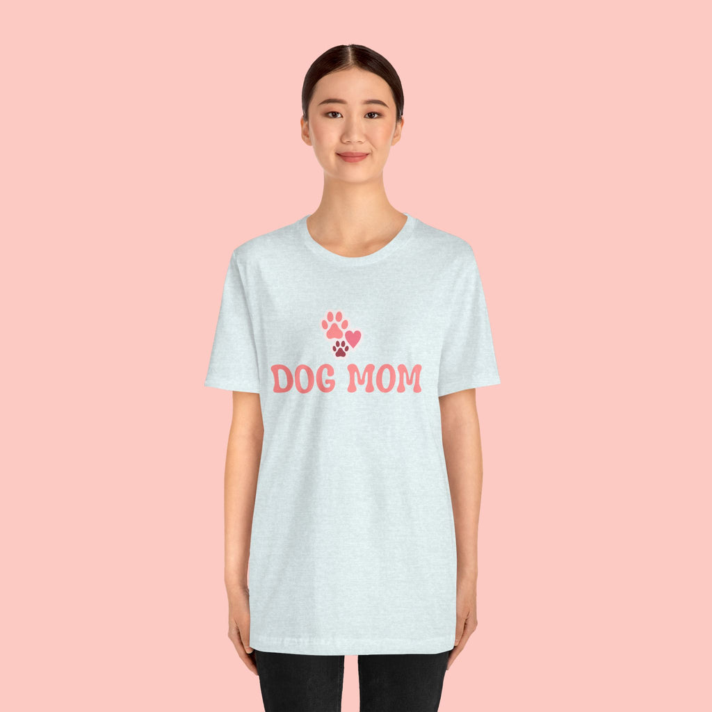 Dog Mom T-Shirt — Pink Paw Graphic Tee for Dog Lovers