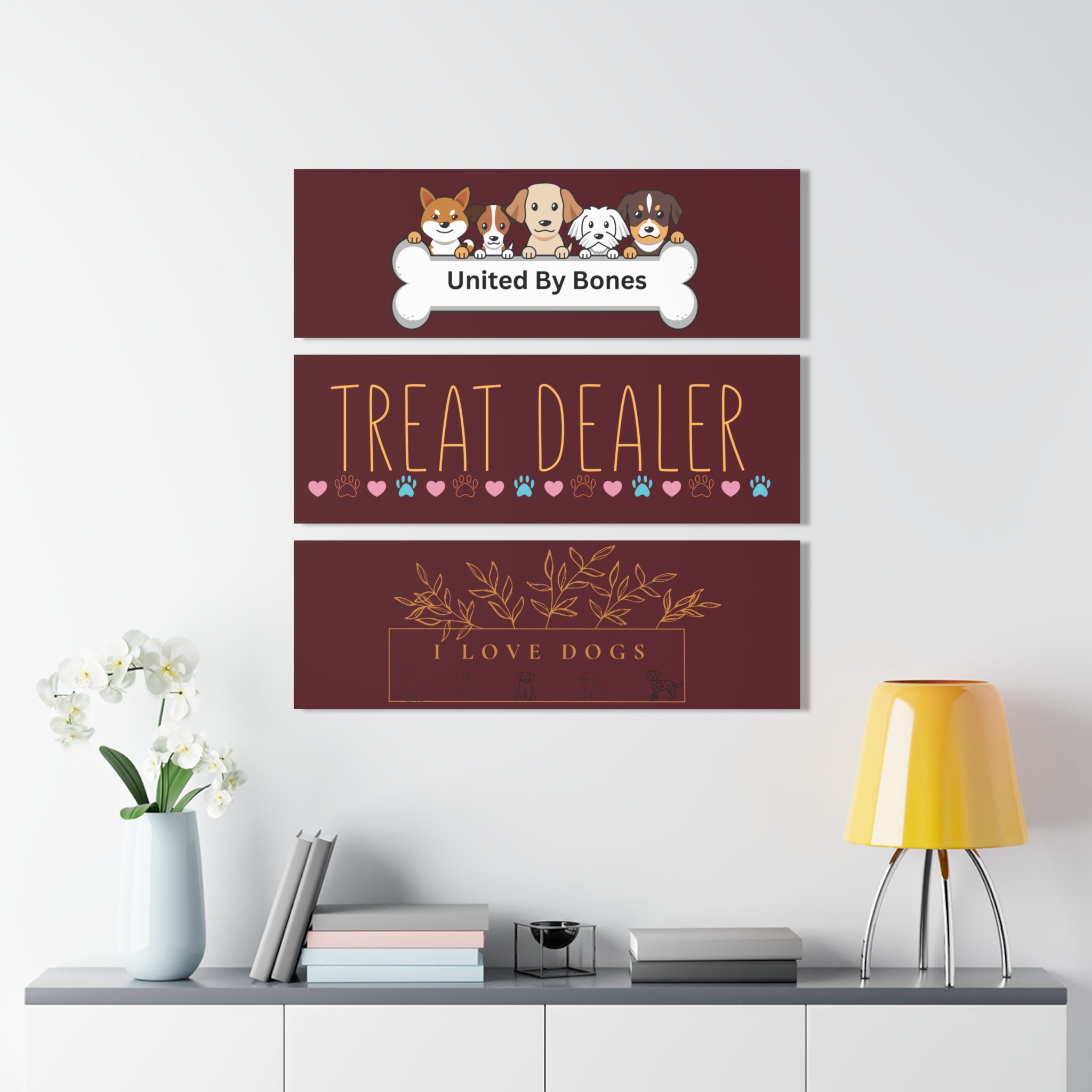 Dog Lover Acrylic Triptych Wall Art — "Treat Dealer" & "United By Bones"