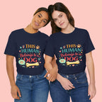 Dog Lover T-Shirt — "This Human Belongs to a Dog" Cute Paw Print Tee