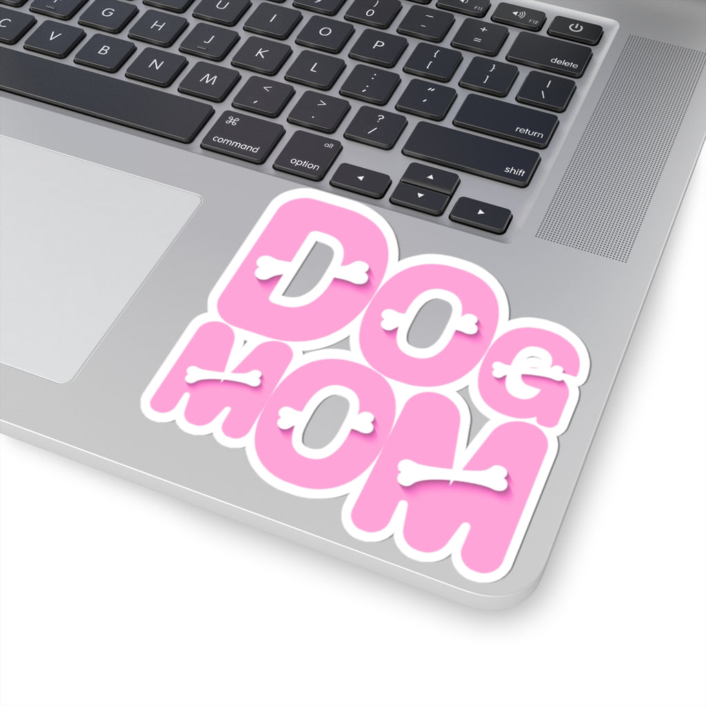 Dog Mom Kiss-Cut Sticker — Pink Bone Lettering Vinyl Decal