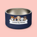 United By Bones 18oz Pet Bowl — Cute Cartoon Dogs Stainless Steel Bowl for Dogs & Cats