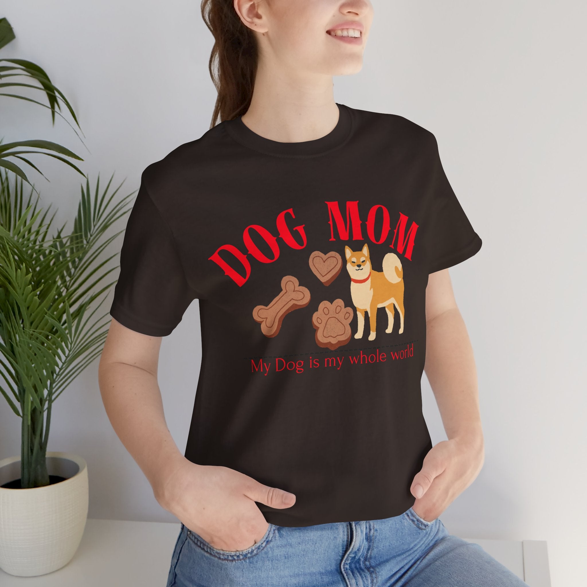 Dog Mom T-Shirt — Cute Shiba & Treats “My Dog Is My Whole World” Tee