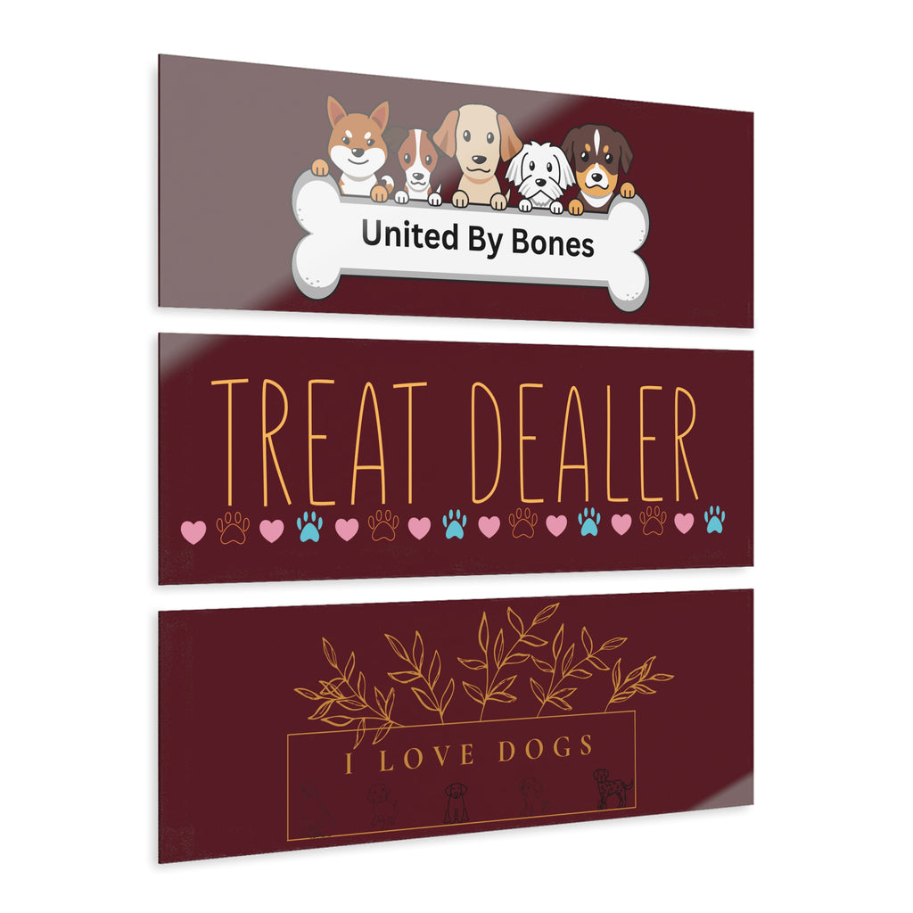 Dog Lover Acrylic Triptych Wall Art — "Treat Dealer" & "United By Bones"