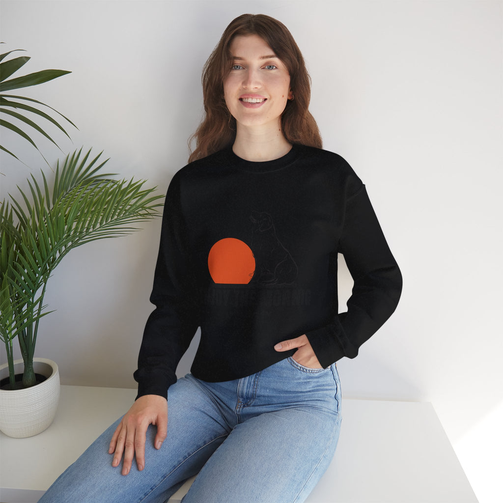 Enjoy the Morning Dog Crewneck Sweatshirt — Sunrise Labrador Graphic