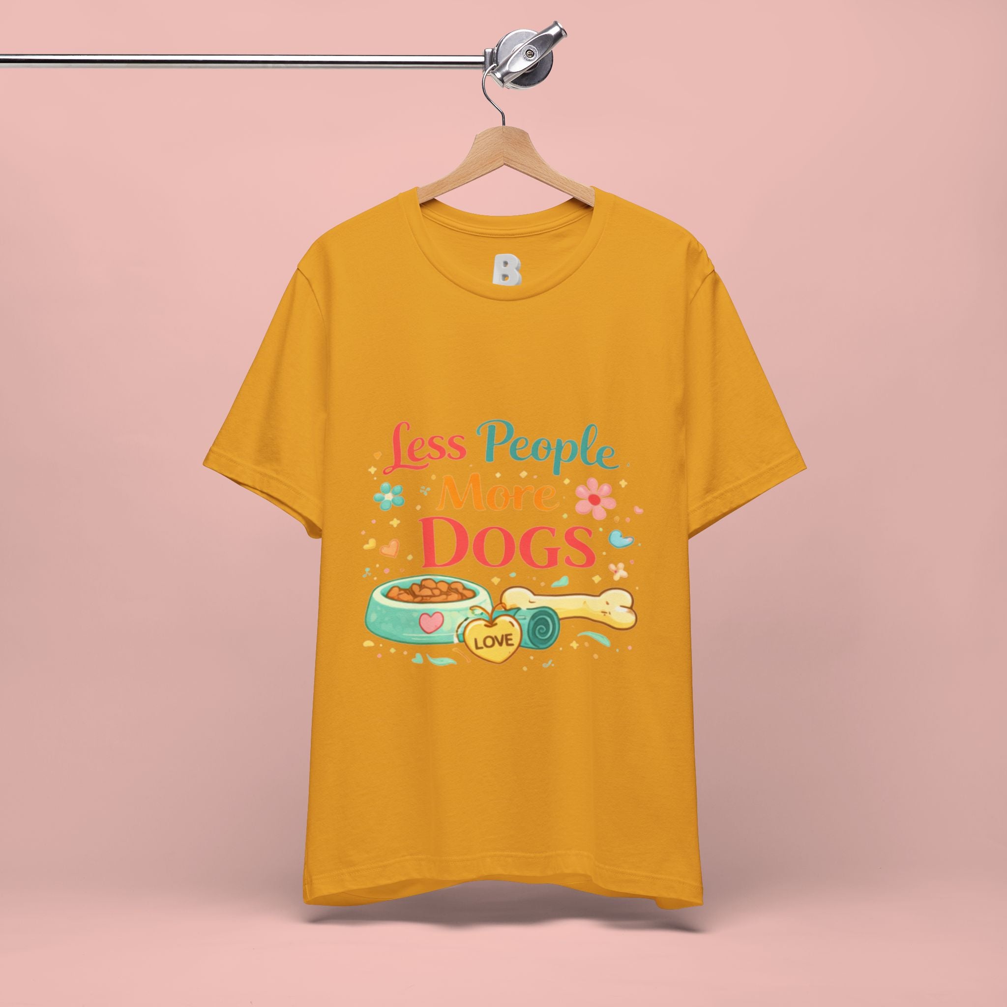 Less People More Dogs T-Shirt – Cute Dog Bowl & Bone Graphic Tee