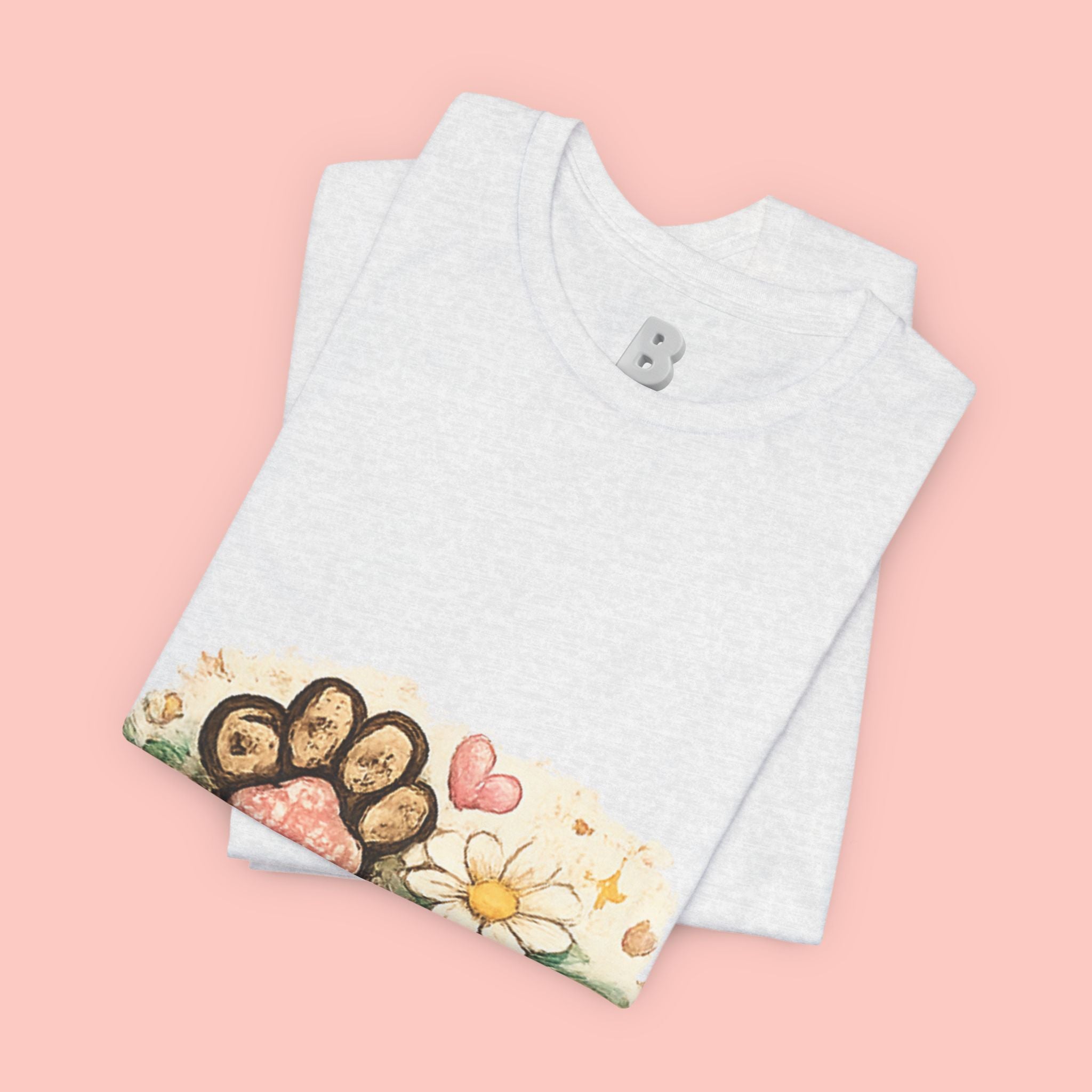 Dog Paw Floral T-Shirt — Cute Paw Print, Bone & Daisies Tee