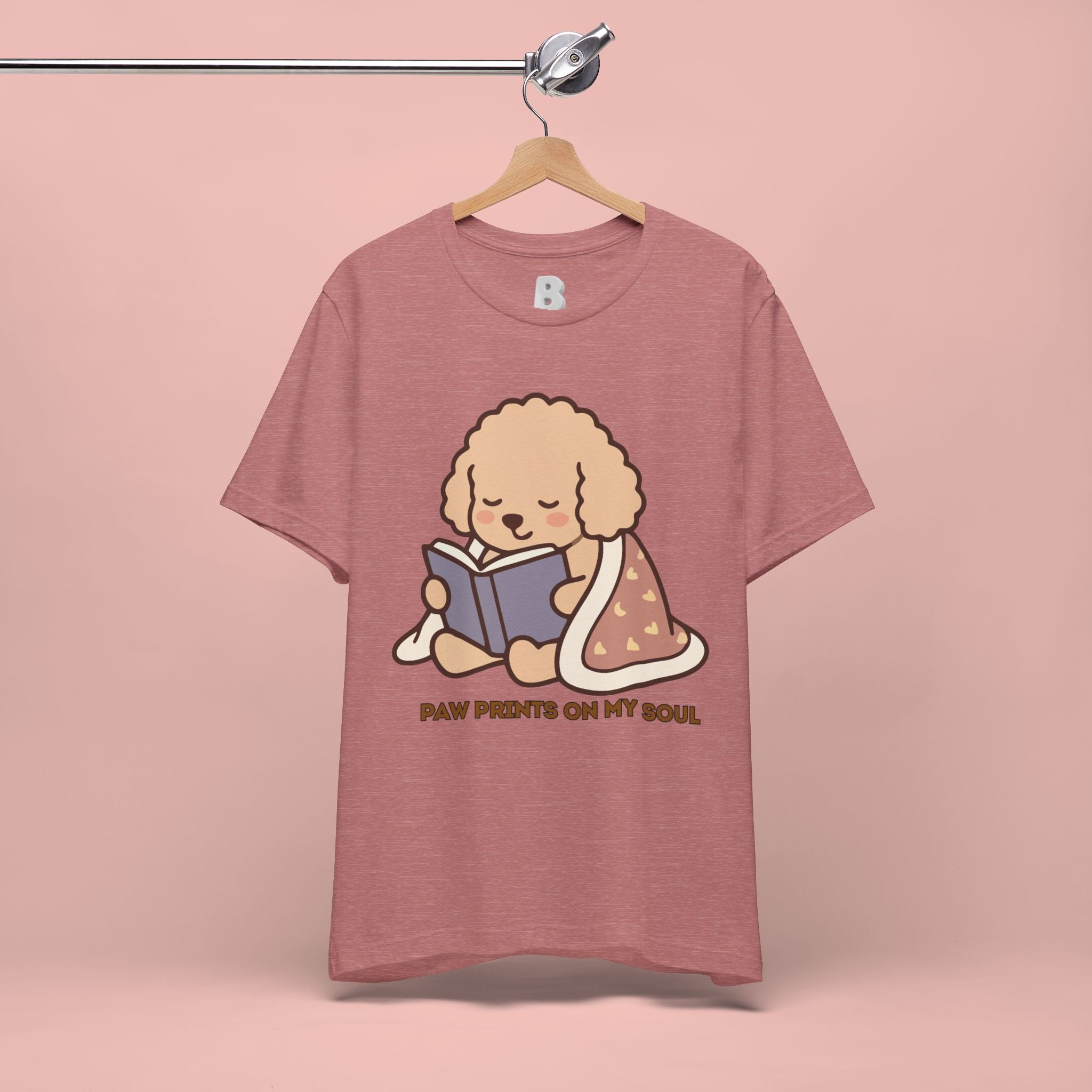 Paw Prints On My Soul T‑Shirt — Cute Reading Puppy Graphic Tee