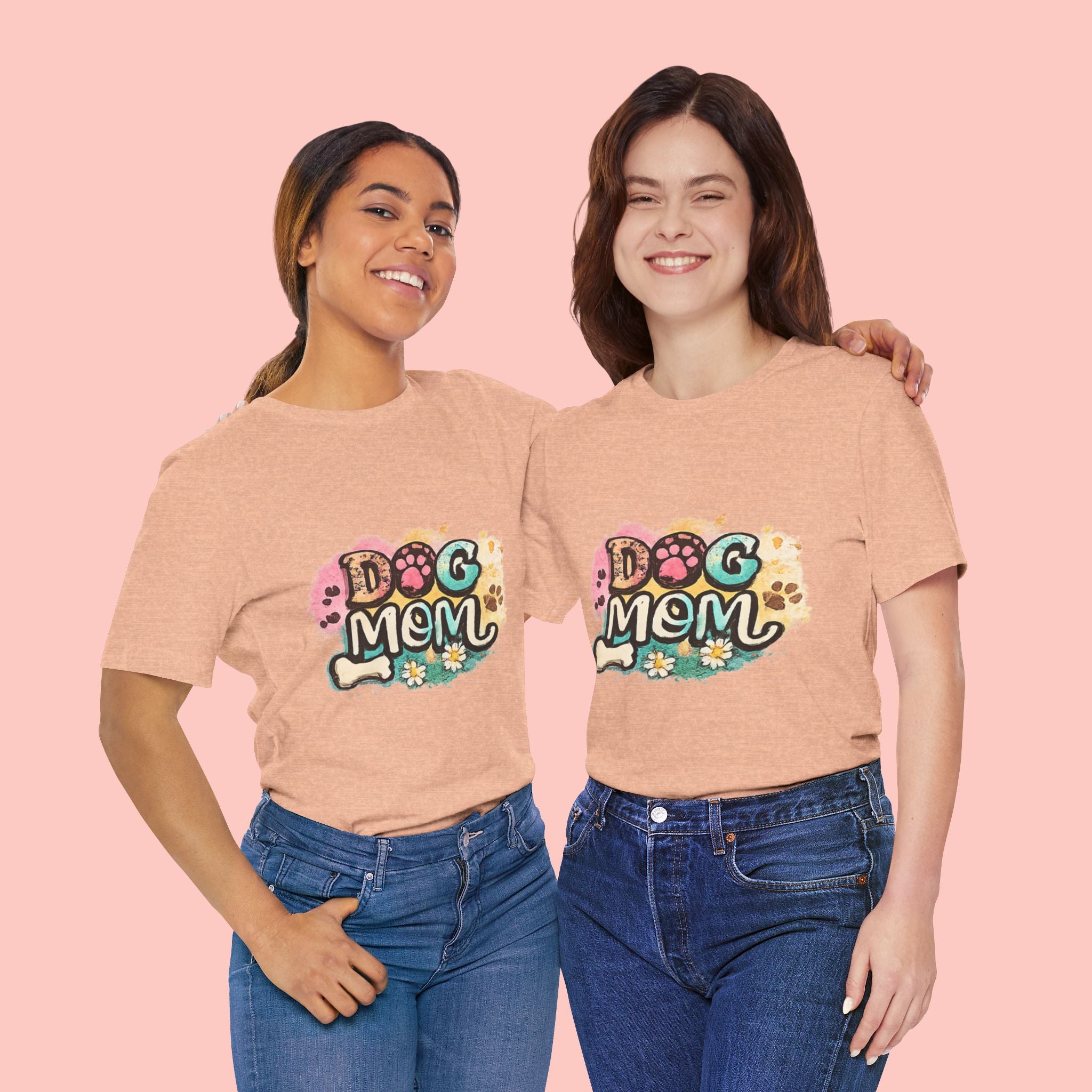 Dog Mom T-Shirt — Colorful Paw Print Graphic Tee for Pet Lovers
