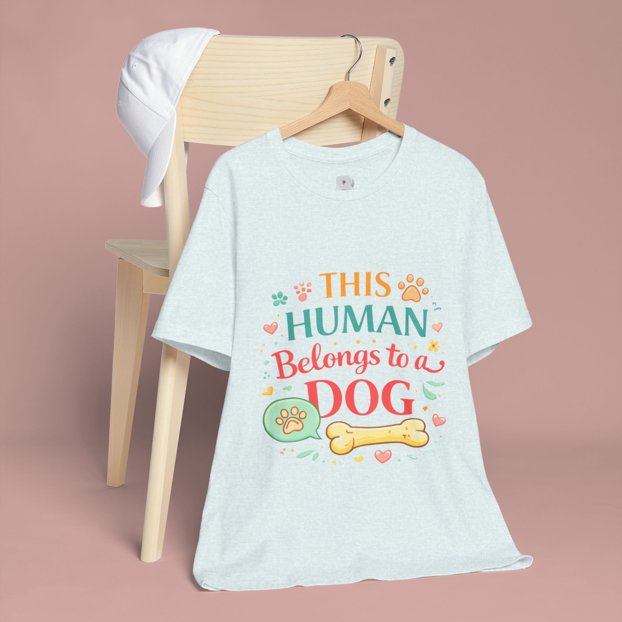 Dog Lover T-Shirt — "This Human Belongs to a Dog" Cute Paw Print Tee