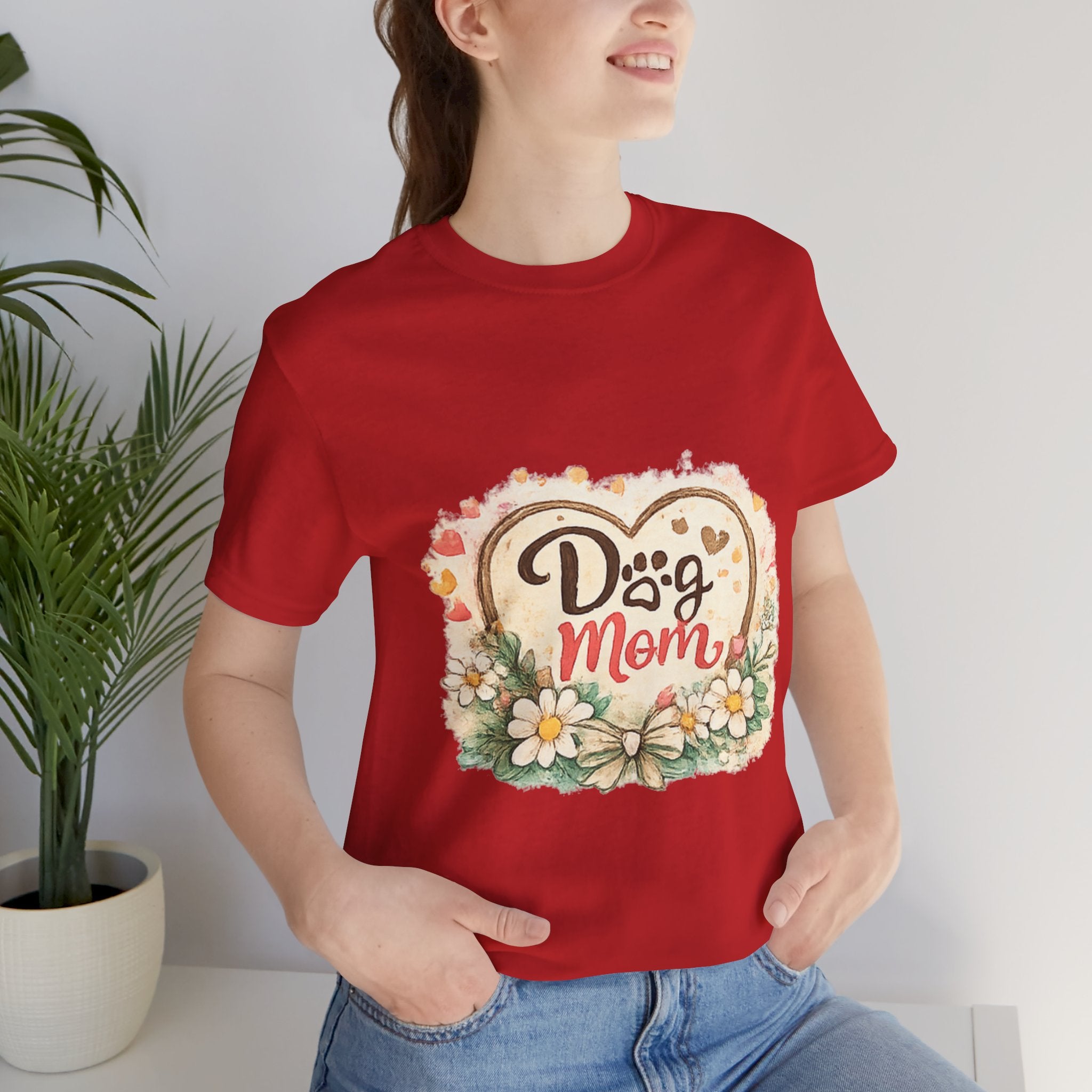 Dog Mom T-Shirt – Floral Paw Heart Graphic Tee