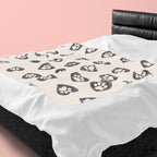 Paw Heart Velveteen Plush Blanket — Soft Cozy Pet Lover Throw