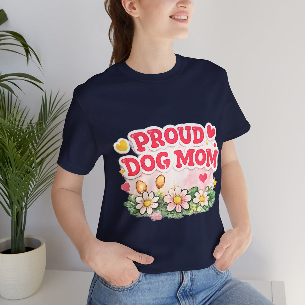 Proud Dog Mom Tee – Floral Retro Heart Design